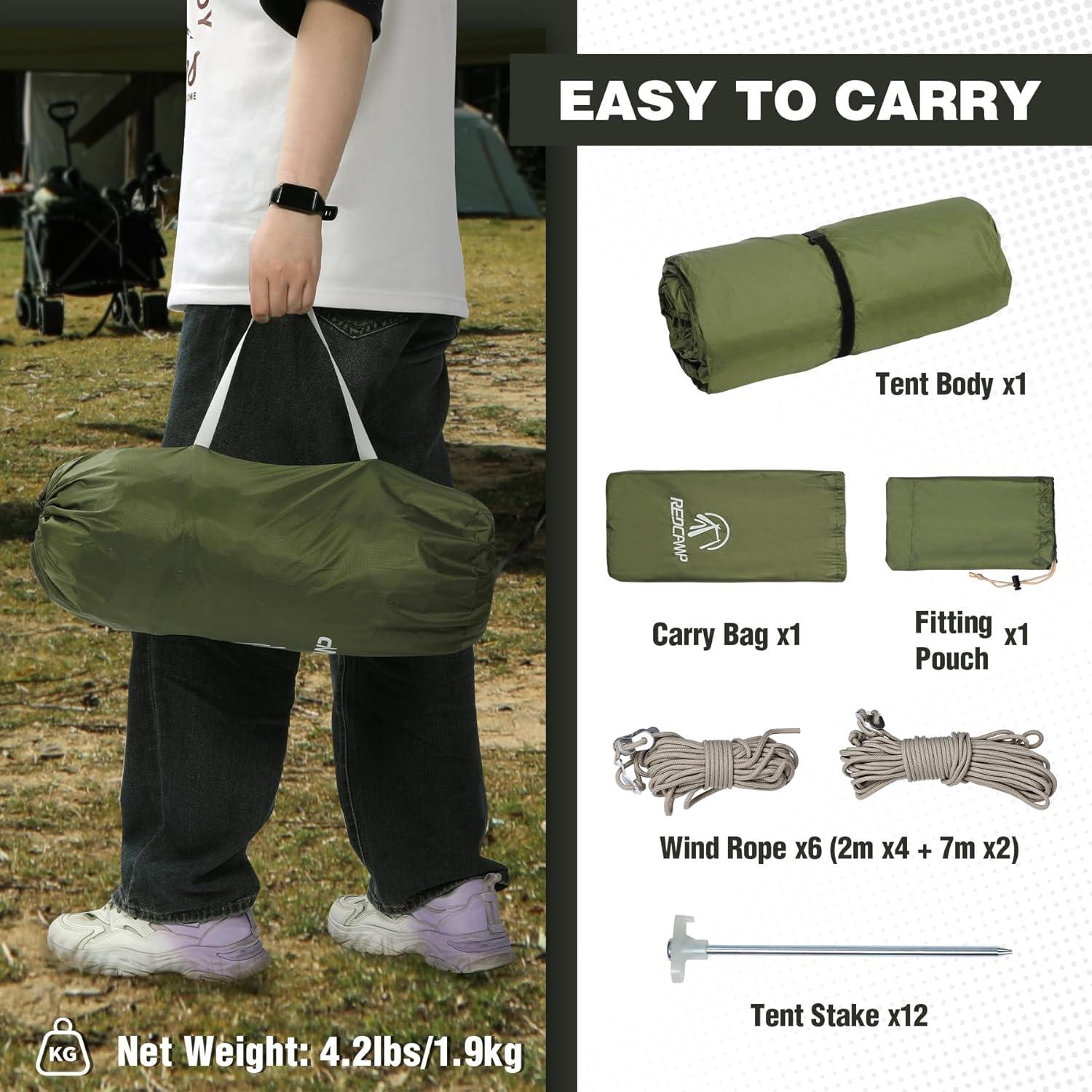 Tienda de Pantalla REDCAMP 3x2x1.9m para Camping y Jardín