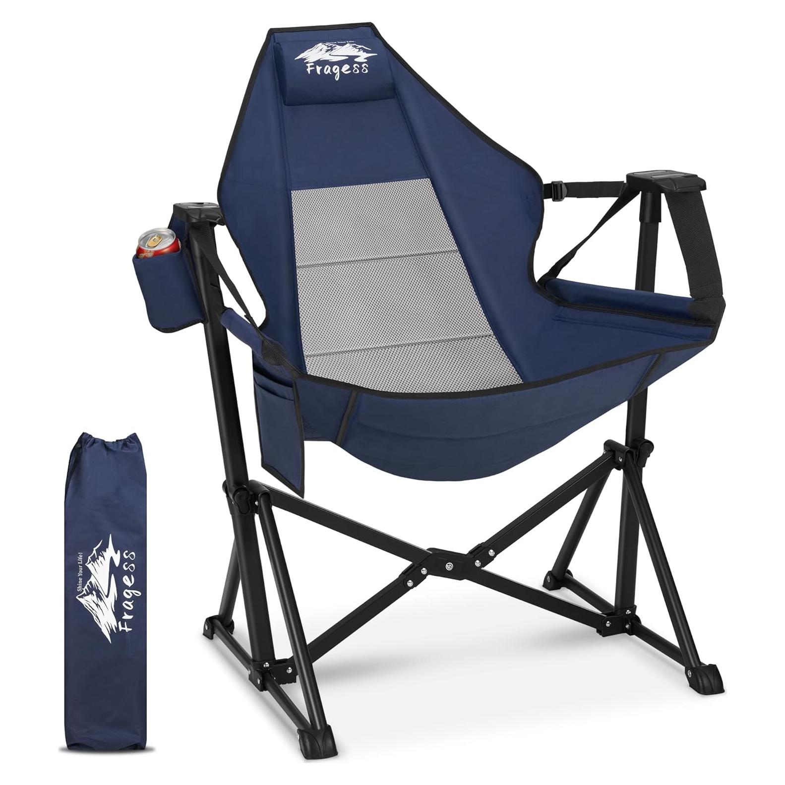 Silla de Hamaca Plegable Fragess Azul con Respaldo Ajustable 150kg