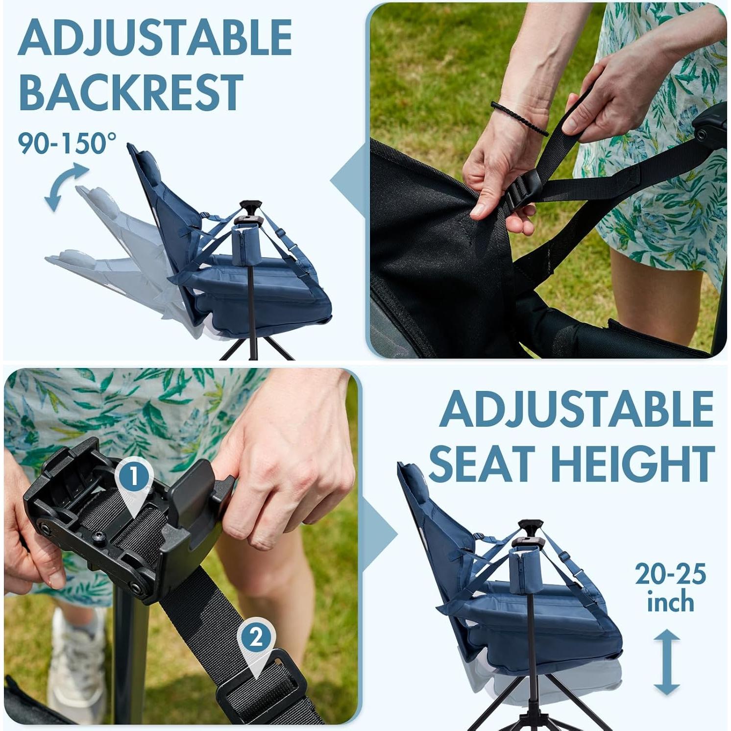 Silla de Camping Colgante Portal, Respaldo Alto, 181.4 kg, Azul