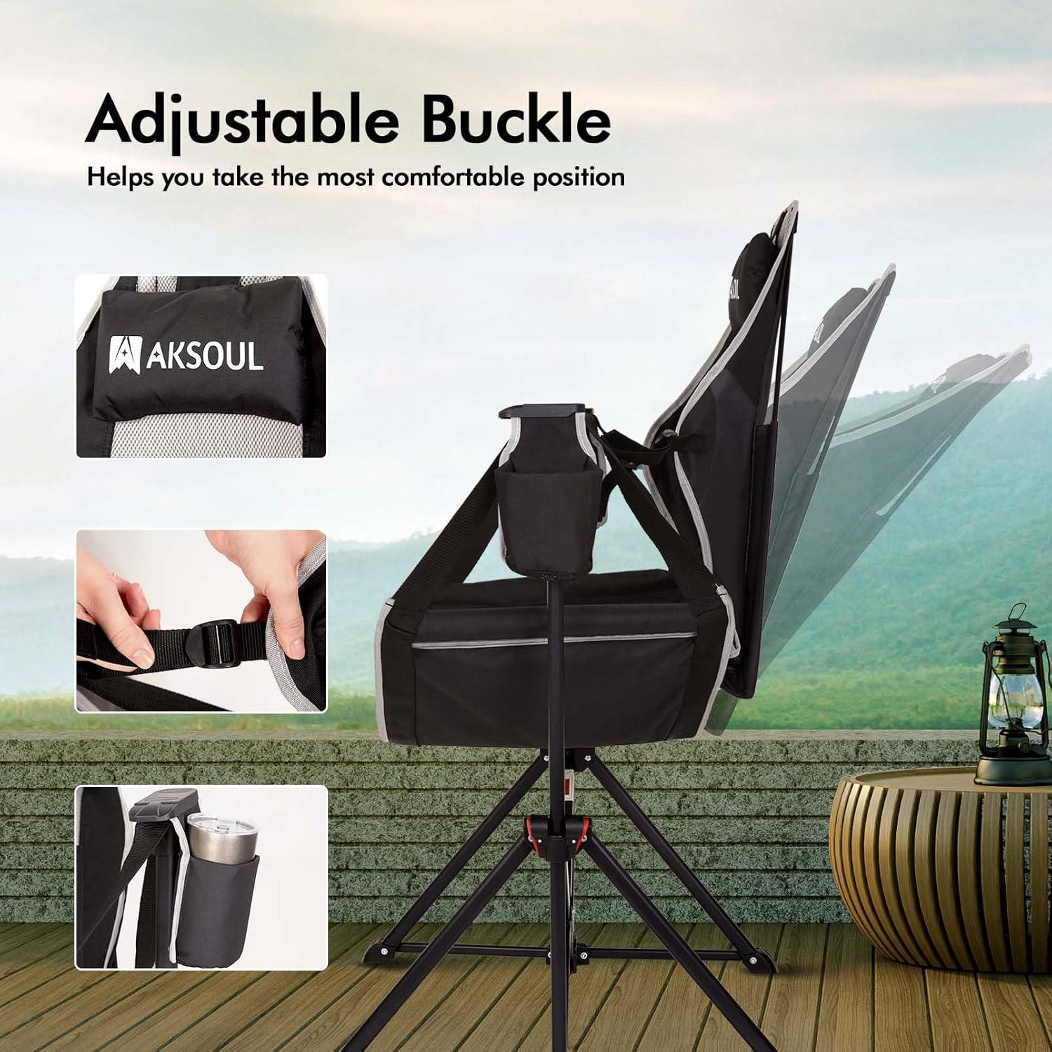 AKSOUL Hammock Camping Chair Swinging: Foldable & Portable Swing Chairs with Storage Bag - 265lbs Adult Weight Capacity - Folding Rocking for Lawn Camp Stargazer Outdoor