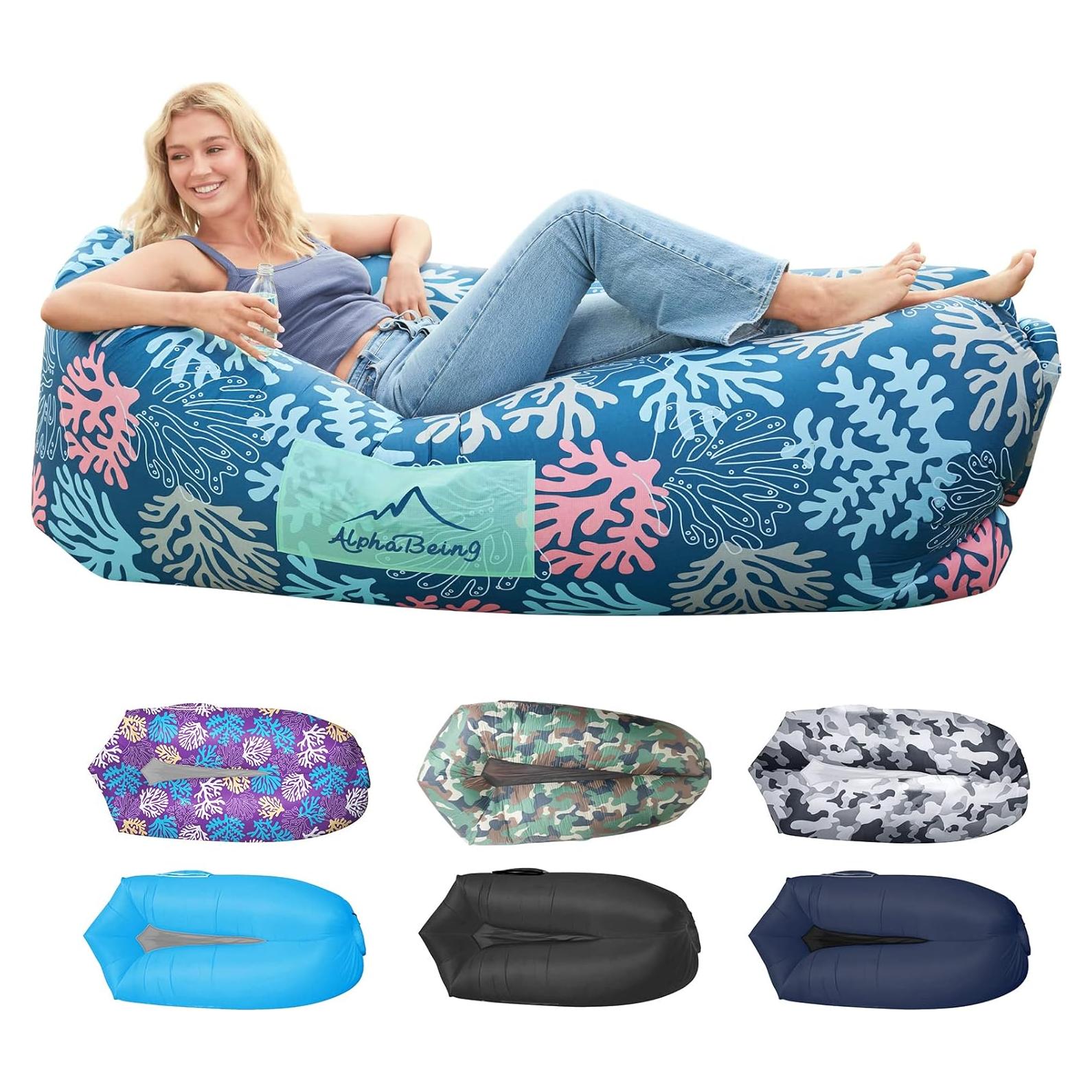 Sofá Inflable Portátil AlphaBeing Coral Marino 2 Personas