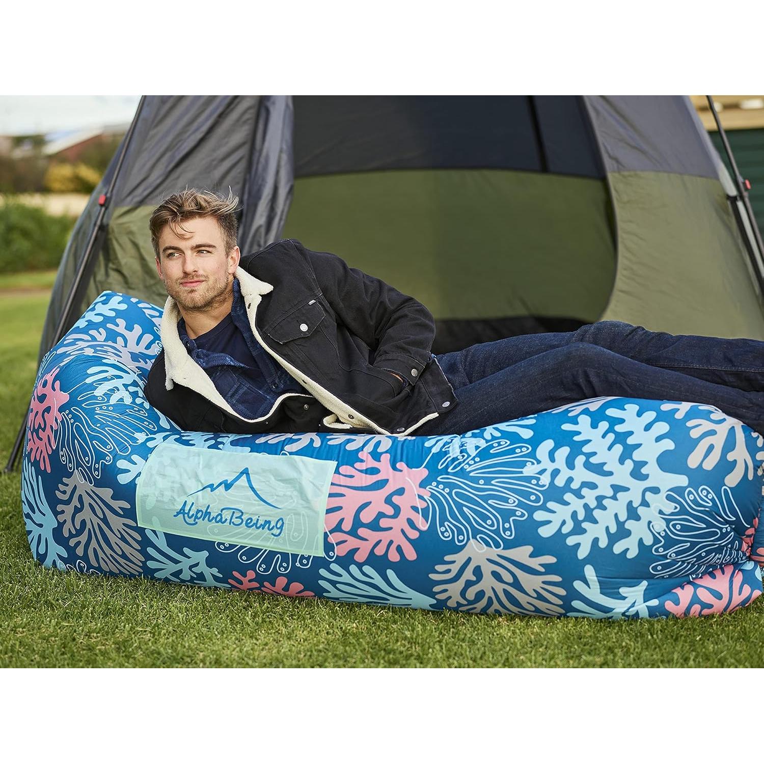 Sofá Inflable Portátil AlphaBeing Coral Marino 2 Personas