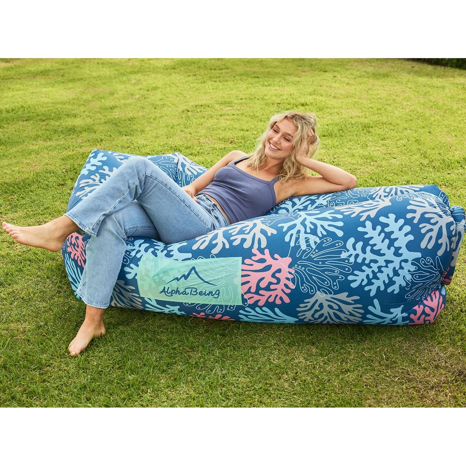 Sofá Inflable Portátil AlphaBeing Coral Marino 2 Personas