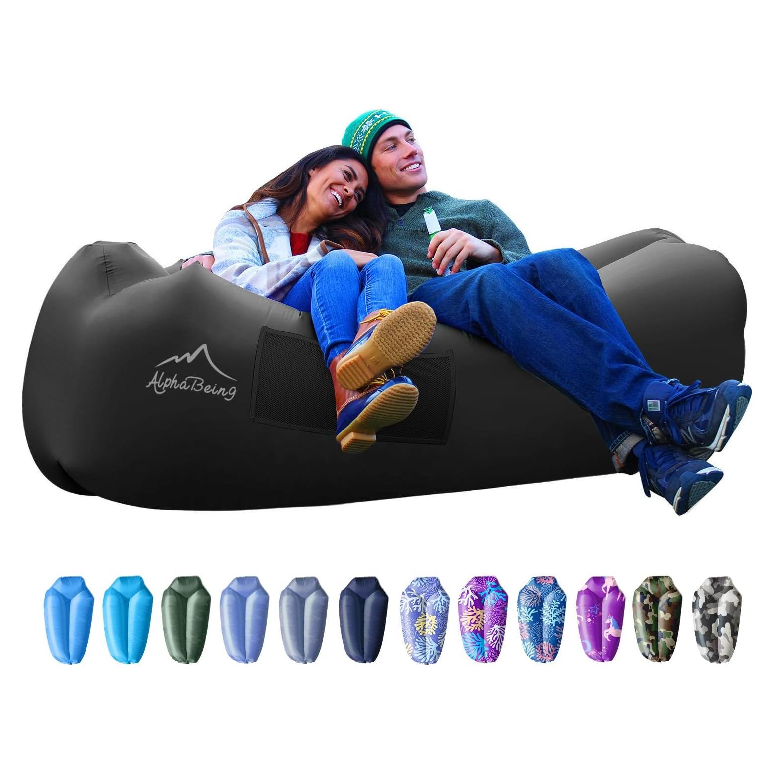 Sofá Inflable AlphaBeing X-Large Negro con Reposacabezas