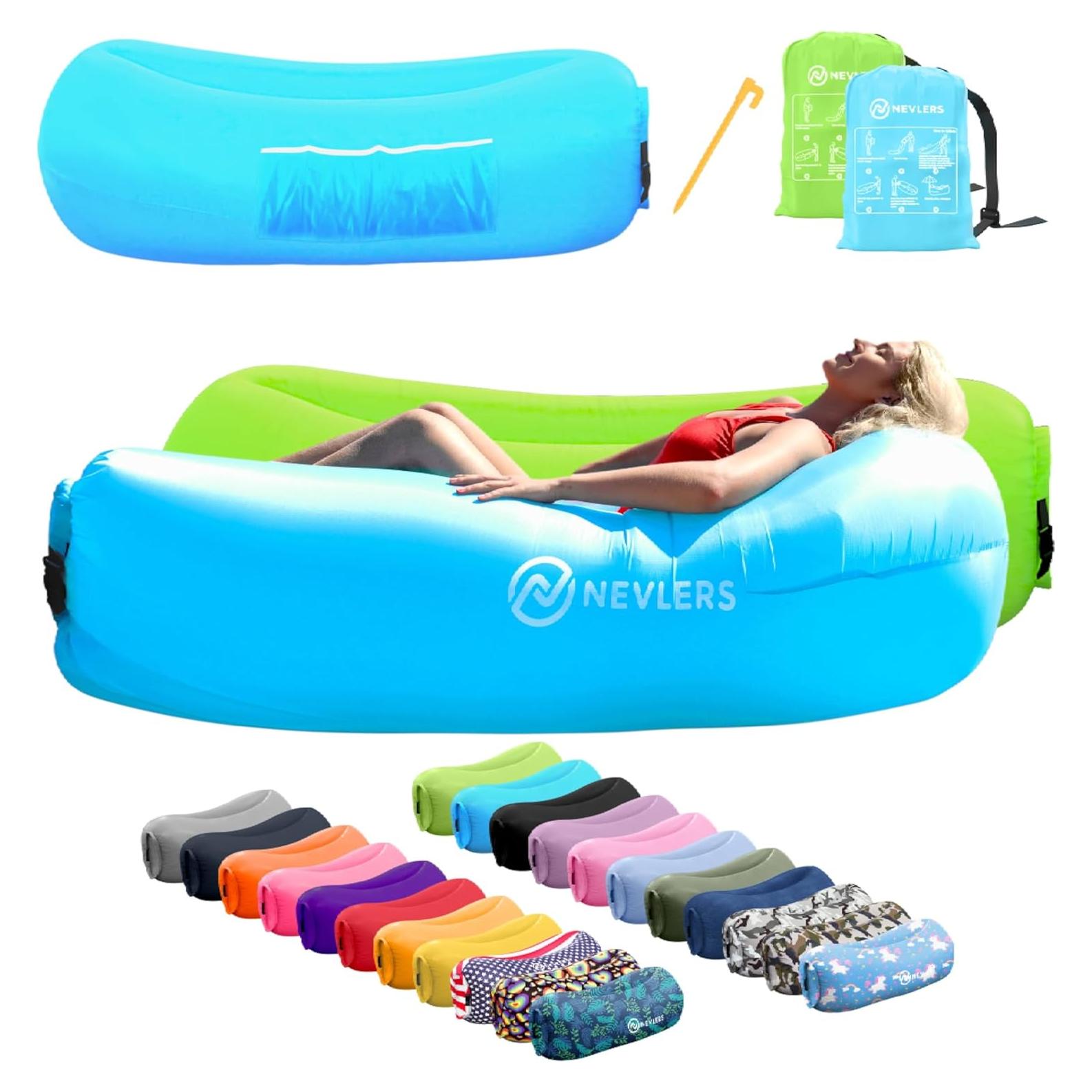 Sillones Inflables Nevlers 2 Pack Azul y Verde | Poliester 210T