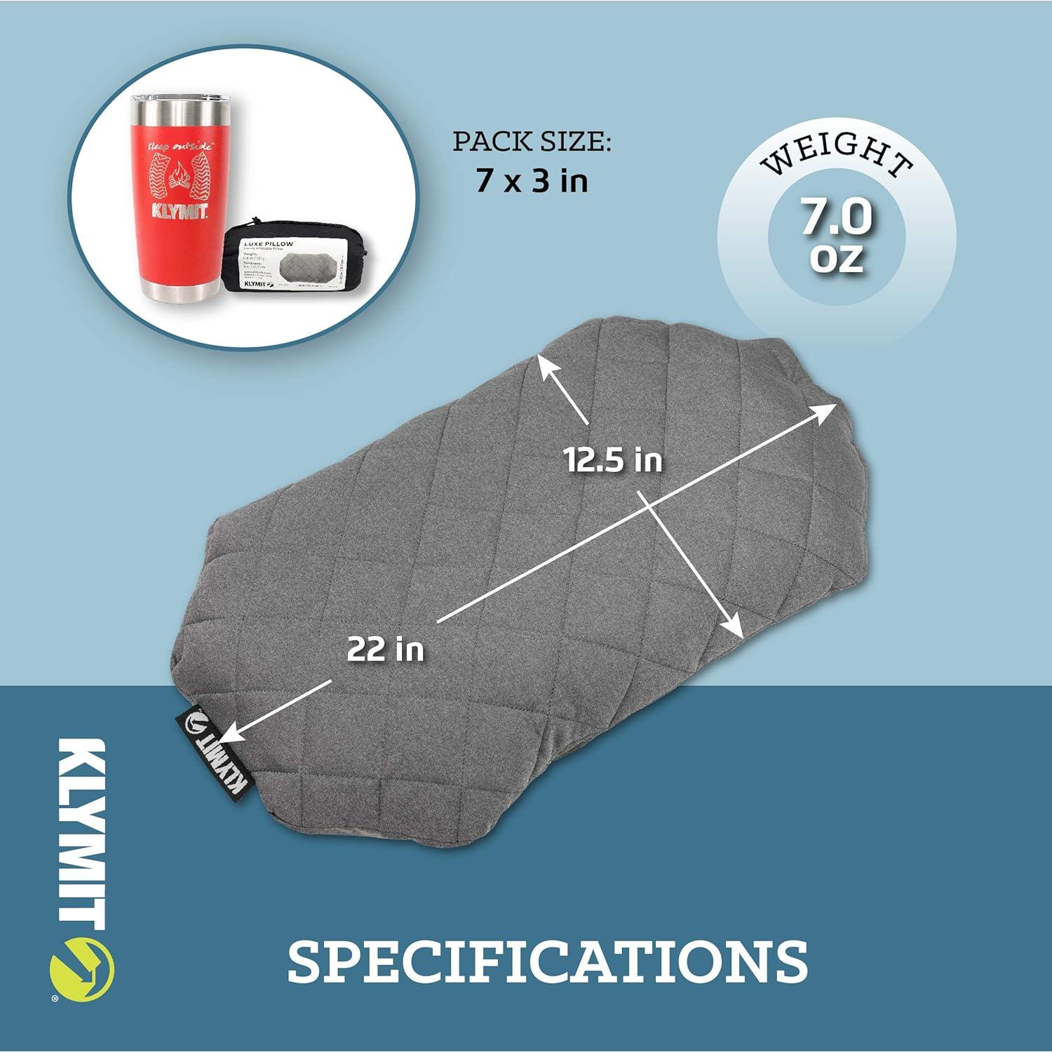 Almohada Inflable Klymit Luxe Travel Pillow Gris 55.9x31.8cm