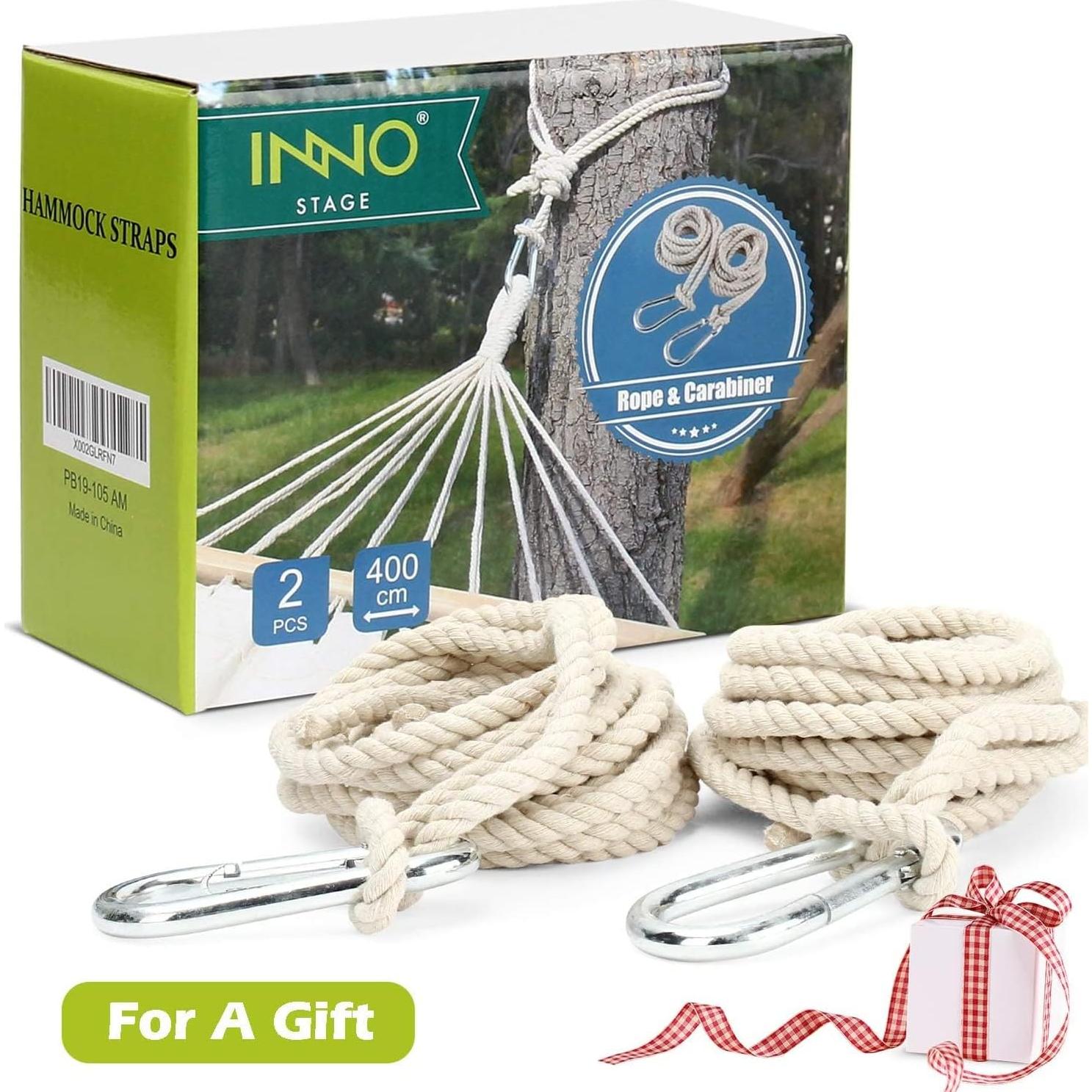 Cintas de Árbol para Hamaca INNO STAGE 5m - 2 Paquete con Ganchos