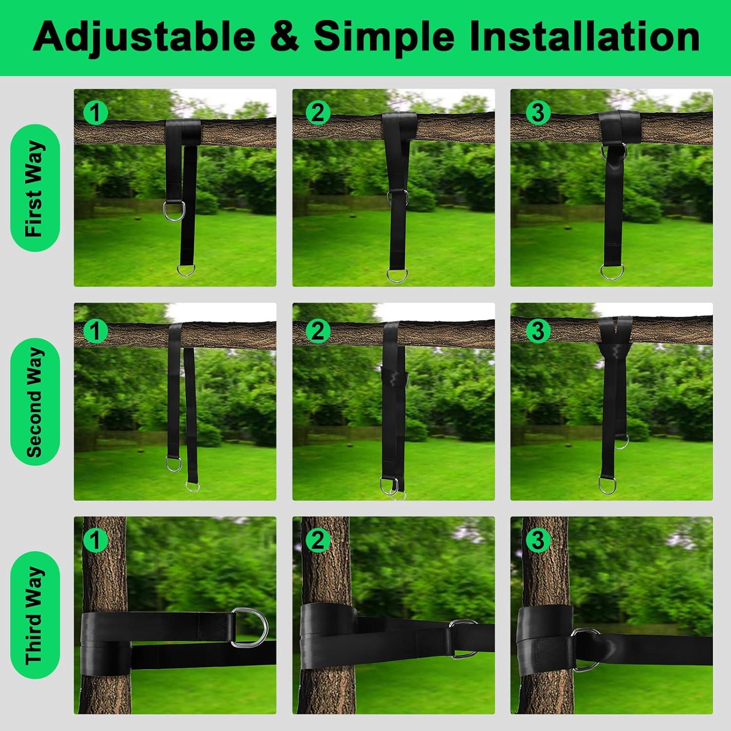 Kit de correas colgantes WILDJUE para columpios de árbol 1.52m