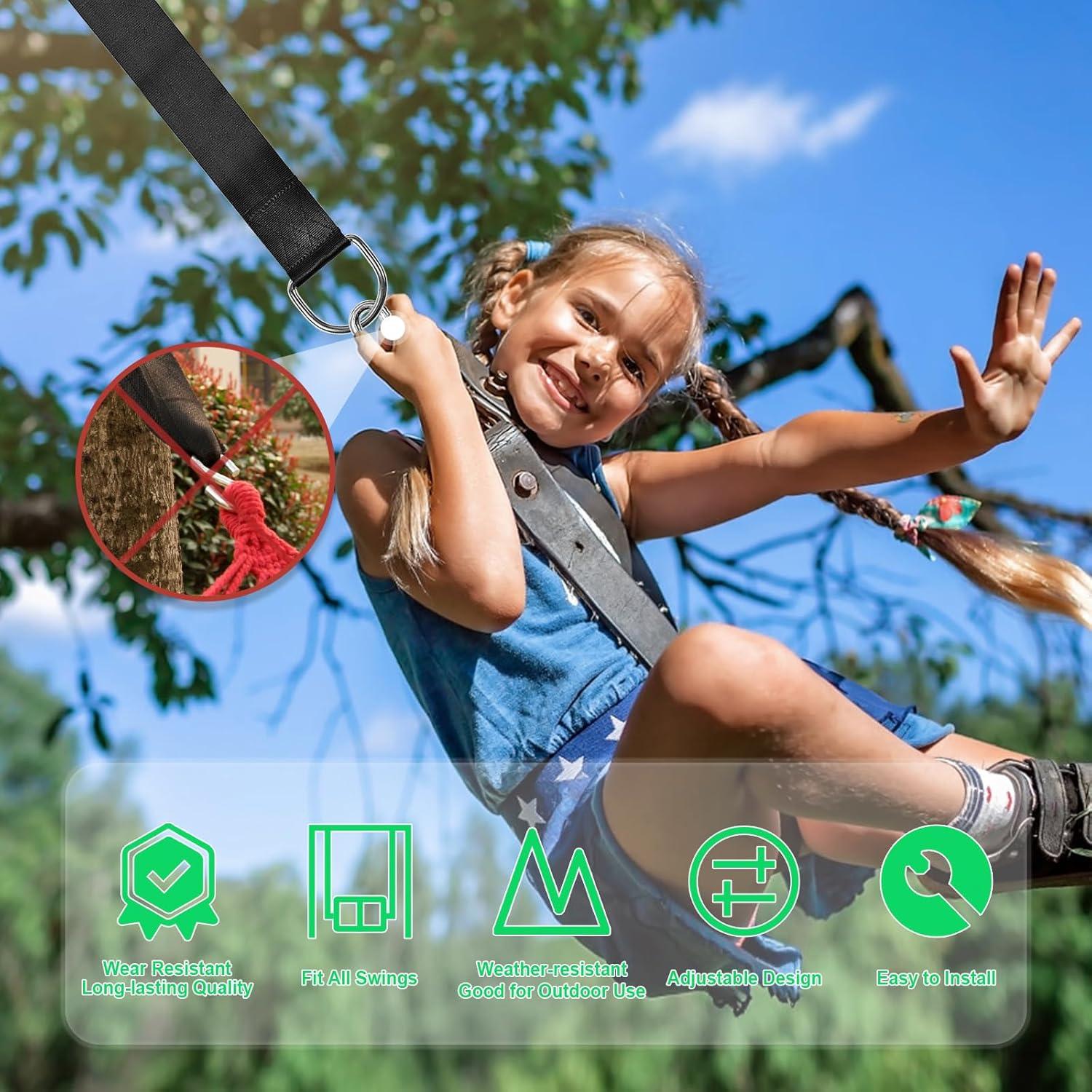 Kit de correas colgantes WILDJUE para columpios de árbol 1.52m