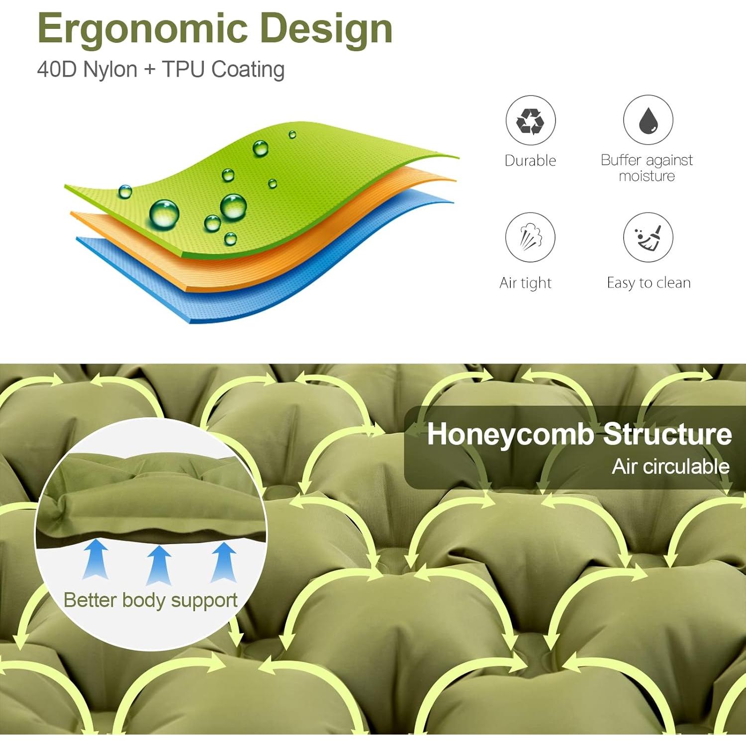 Almohadilla Inflable Night Cat para Dormir 195x65cm con Bomba