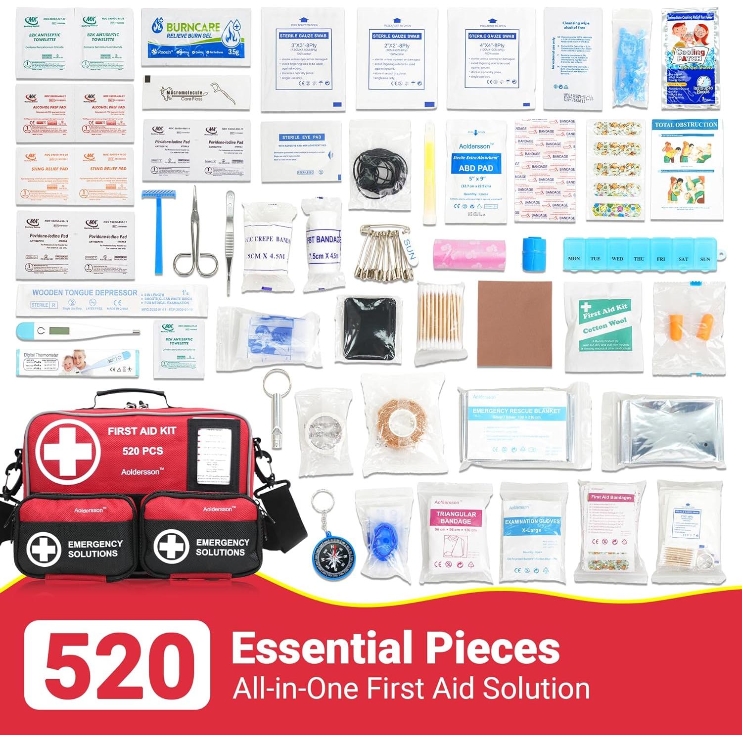Kit de Primeros Auxilios Aoldersson 520 Piezas para Emergencias
