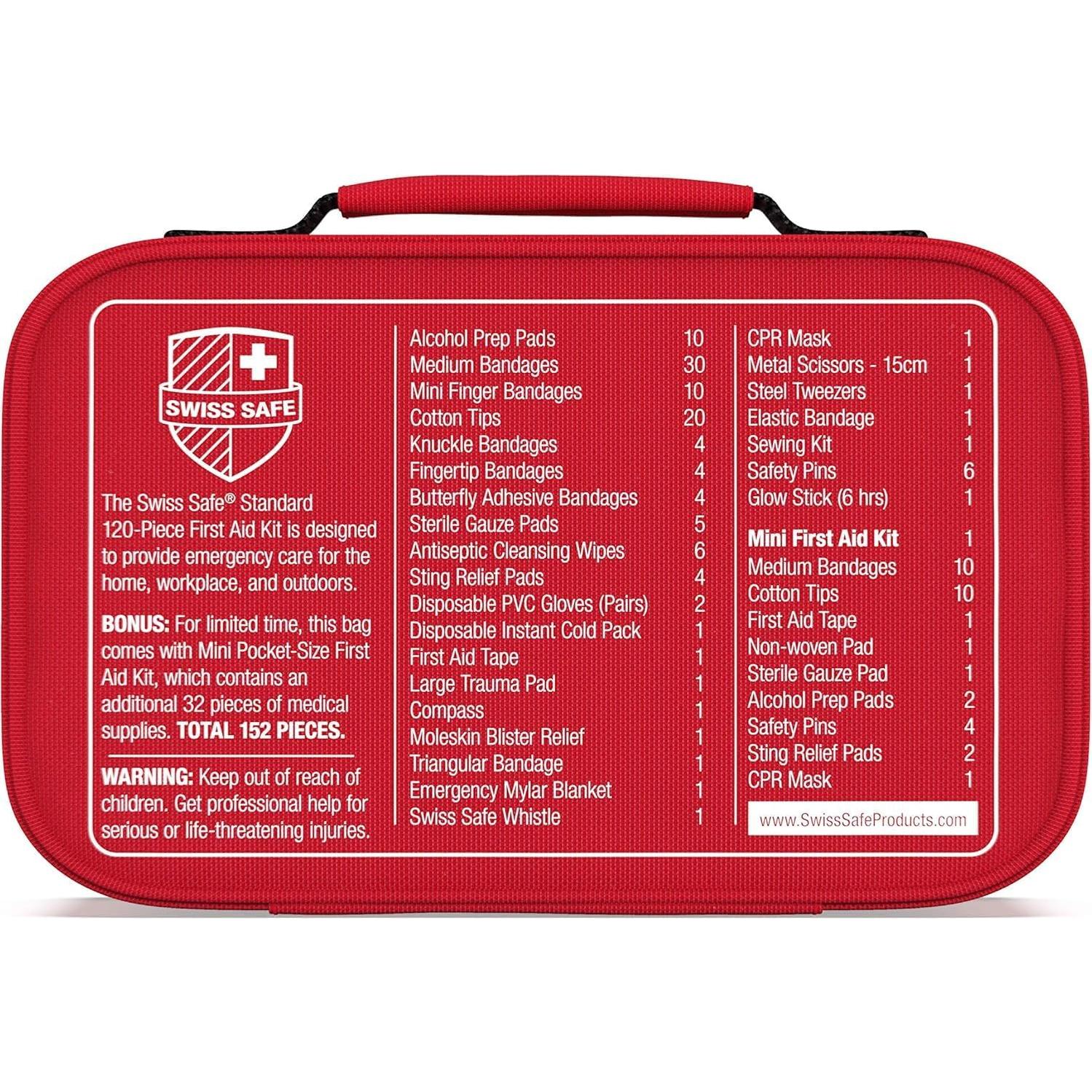 Kit de Primeros Auxilios Swiss Safe 152 Piezas para Emergencias