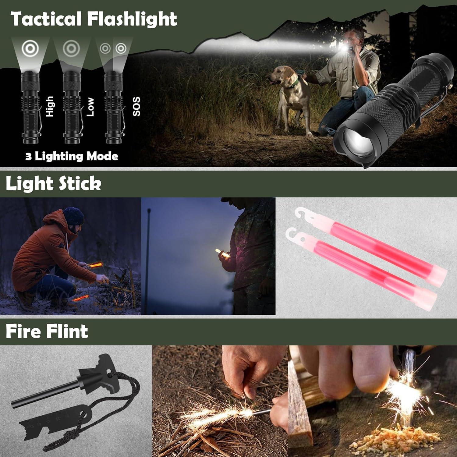 Kit de Supervivencia 320 PCS Dlmd con Primeros Auxilios y Bolsa Molle