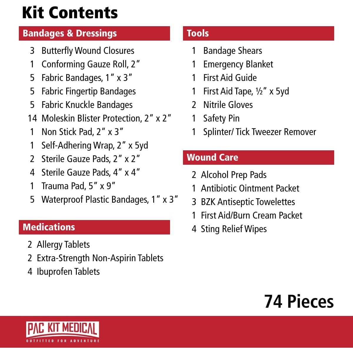 Kit de Primeros Auxilios Pac-Kit Trailblazer 2 - 74 Piezas