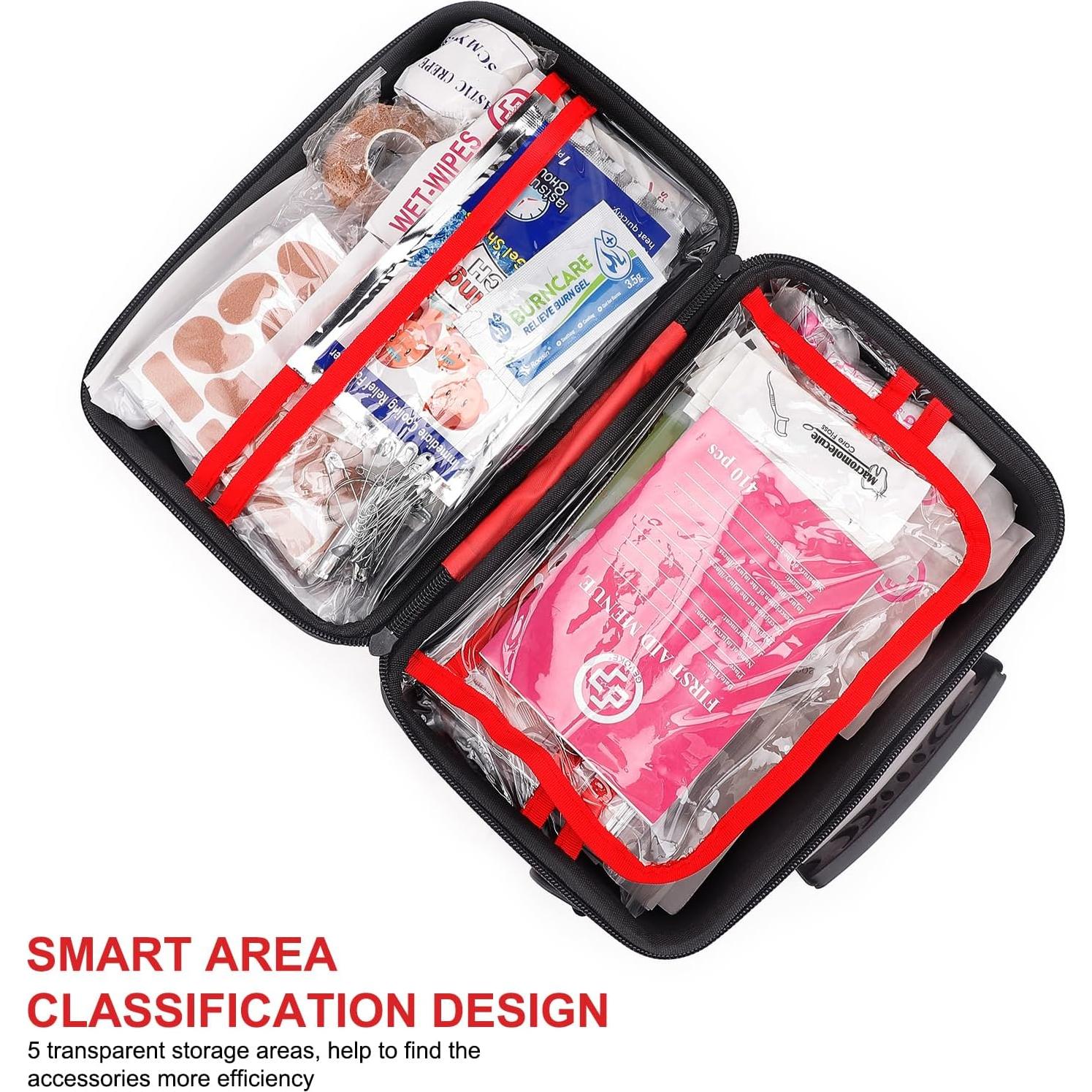 Kit de Primeros Auxilios GEVOKE 410 Piezas Impermeable Rojo