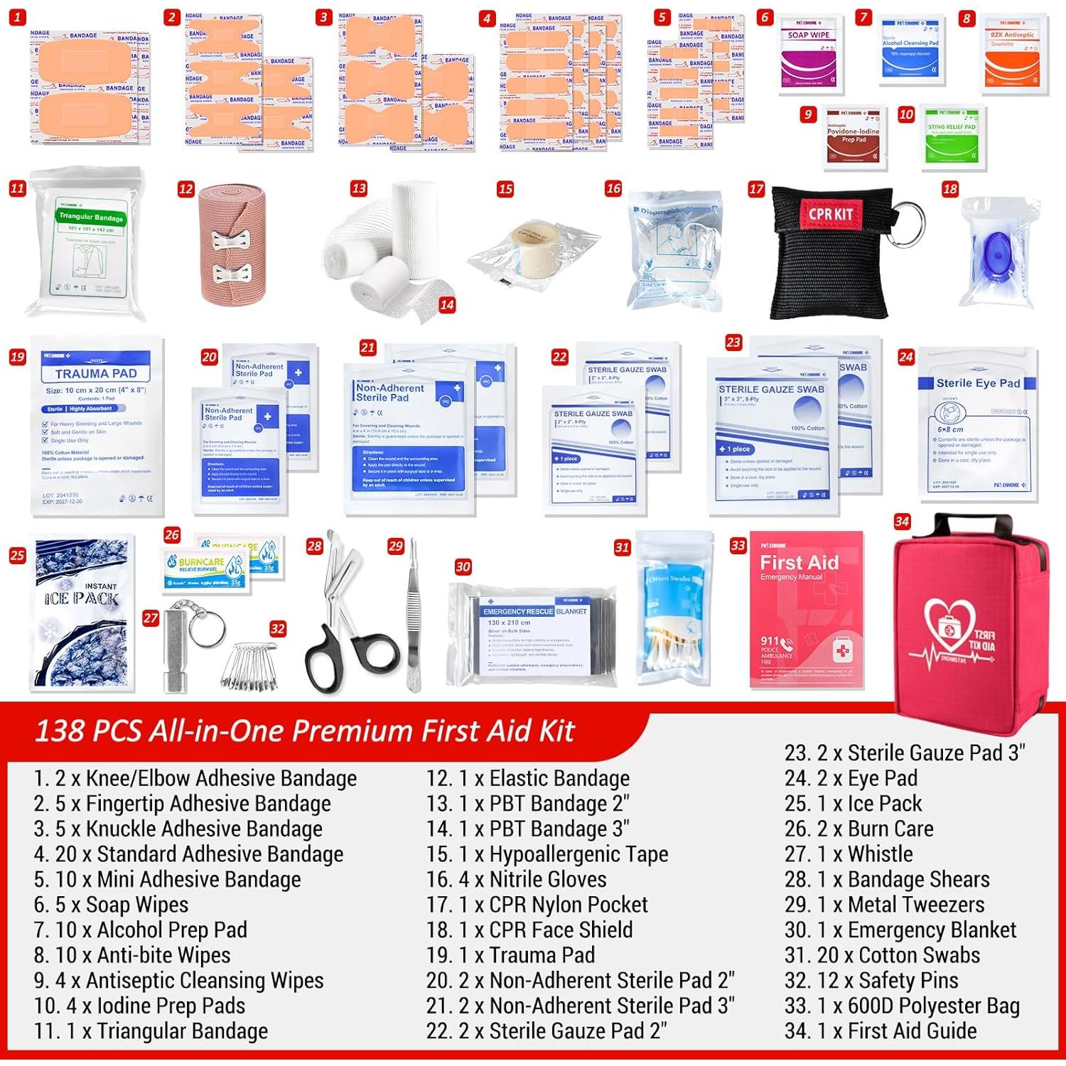 Kit de Primeros Auxilios Pasenhome Rojo 20.1x15x9.1 cm