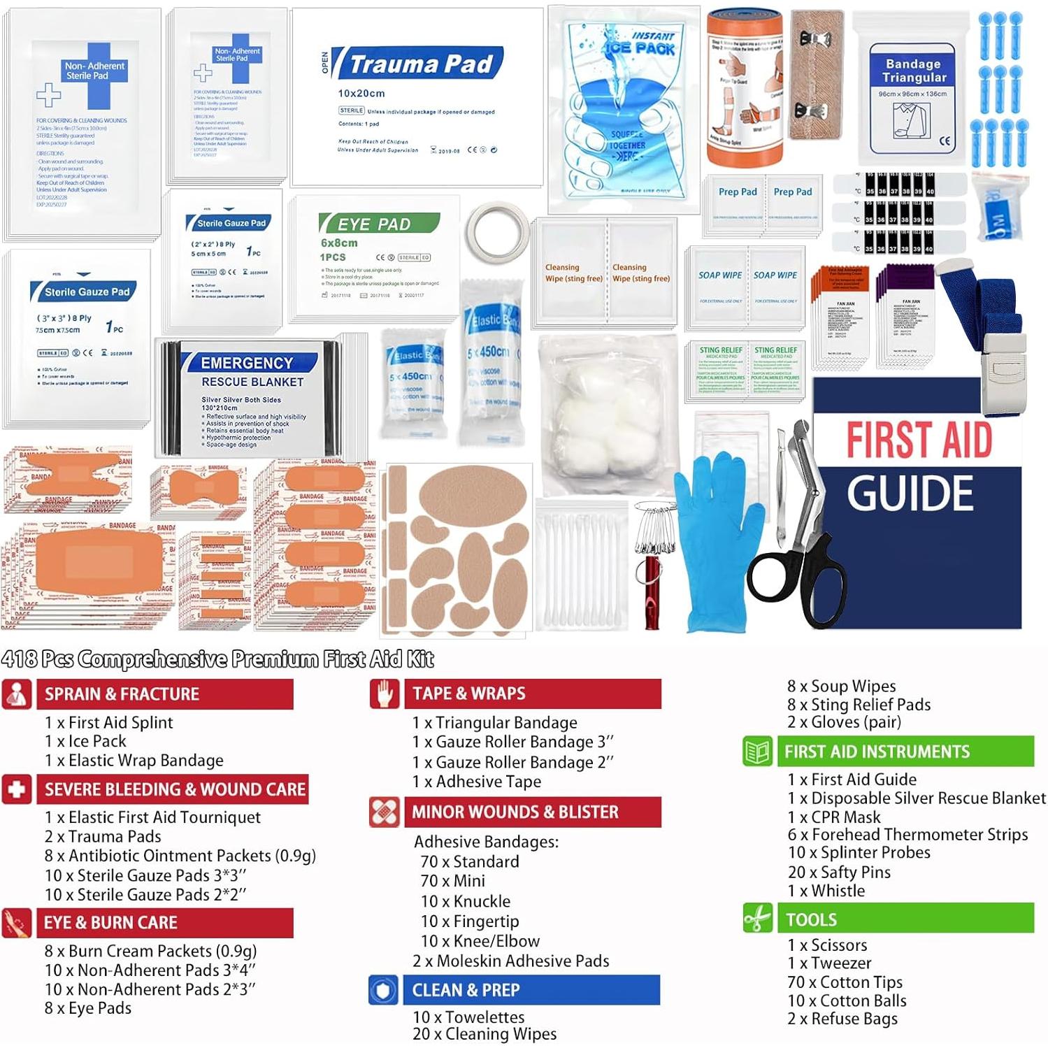Kit de Primeros Auxilios FALCON RESCUE 418 Piezas para Emergencias