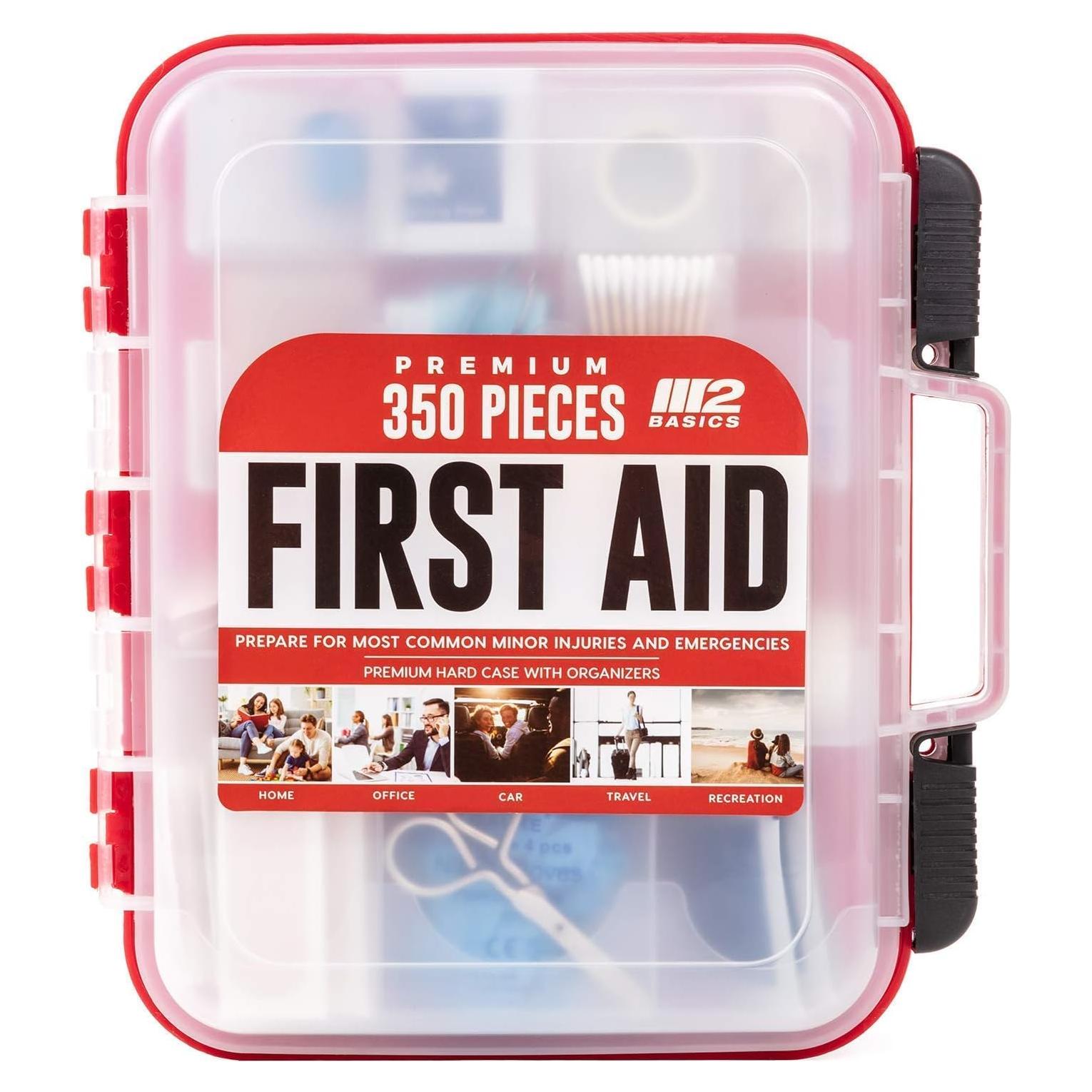 Kit de Primeros Auxilios M2 BASICS 350 Piezas - Hogar, Coche, Oficina