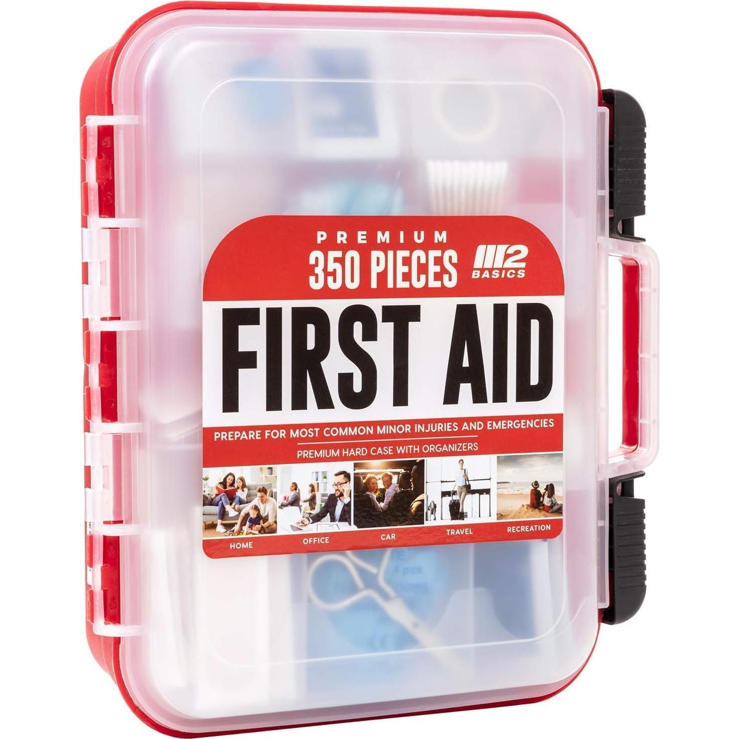 Kit de Primeros Auxilios M2 BASICS 350 Piezas - Hogar, Coche, Oficina