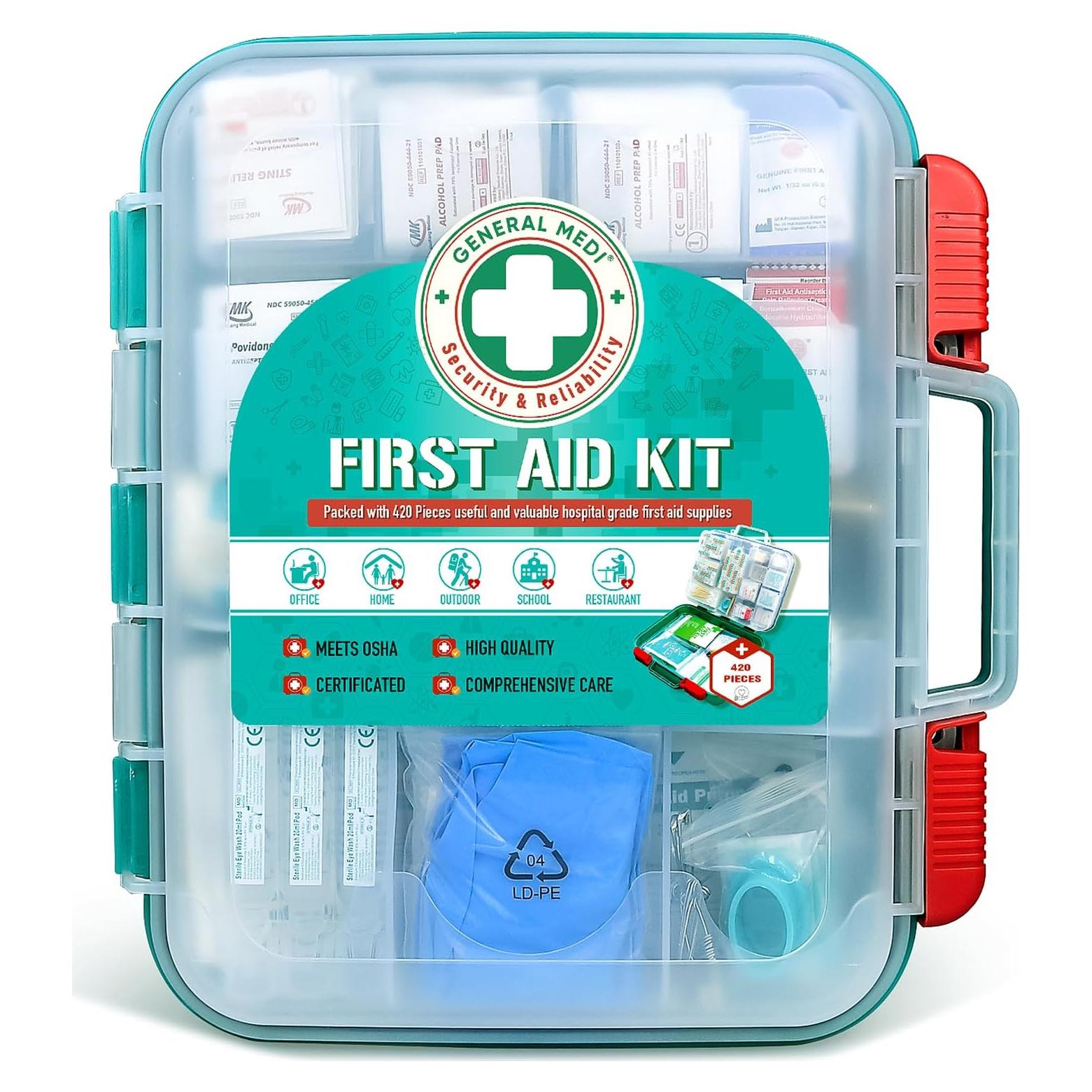Kit de Primeros Auxilios General Medi 420 Piezas - Caja Dura