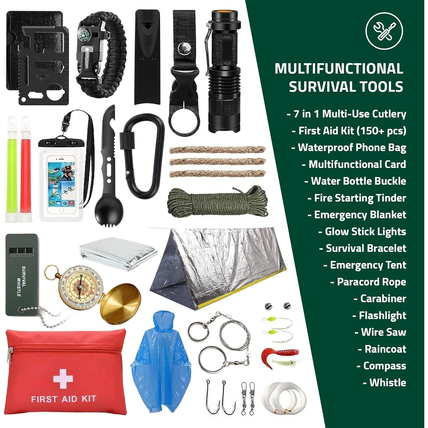 Kit de Supervivencia RKR OUTDOOR 210 Piezas para Camping