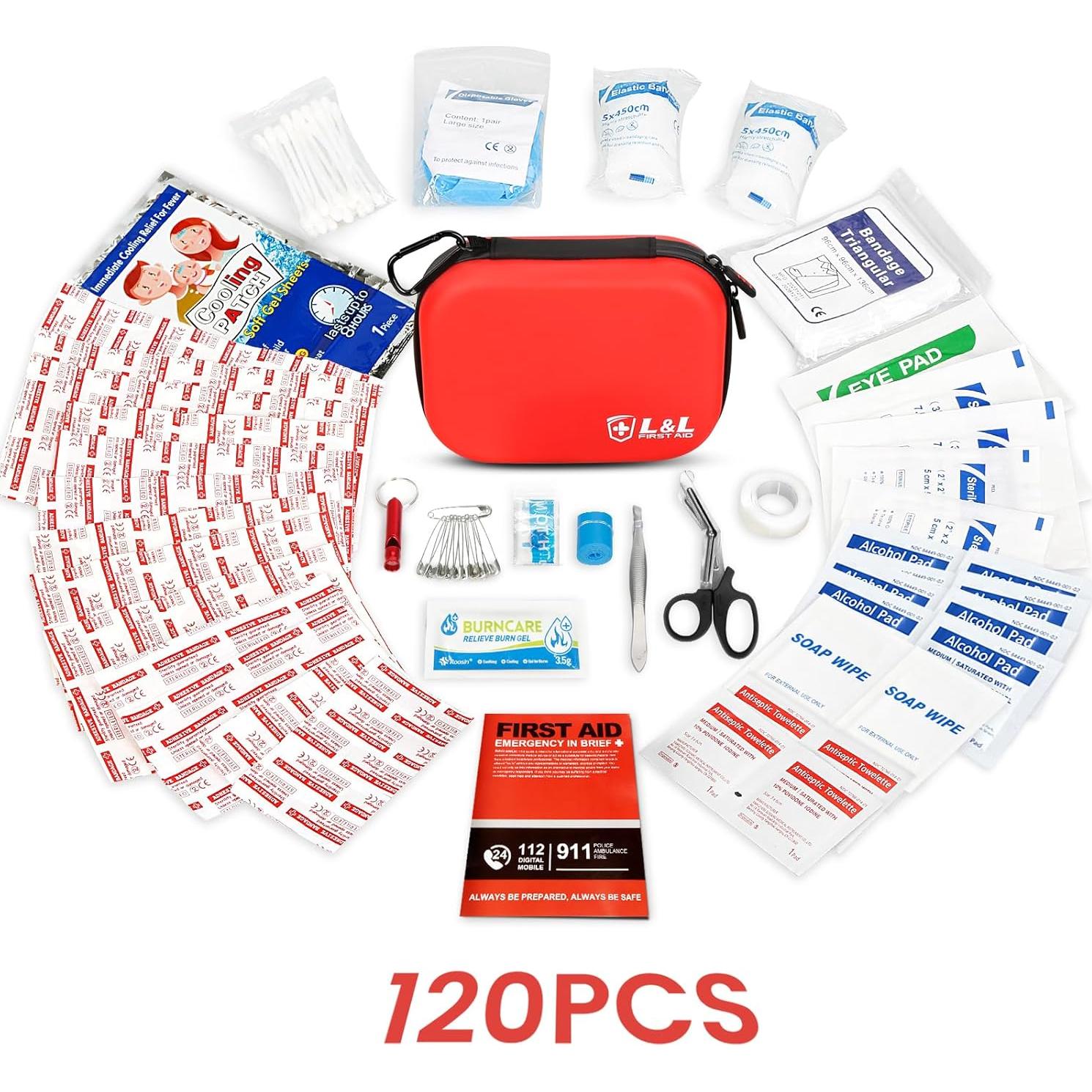 Kit de Primeros Auxilios L&L 120 Piezas Impermeable Rojo