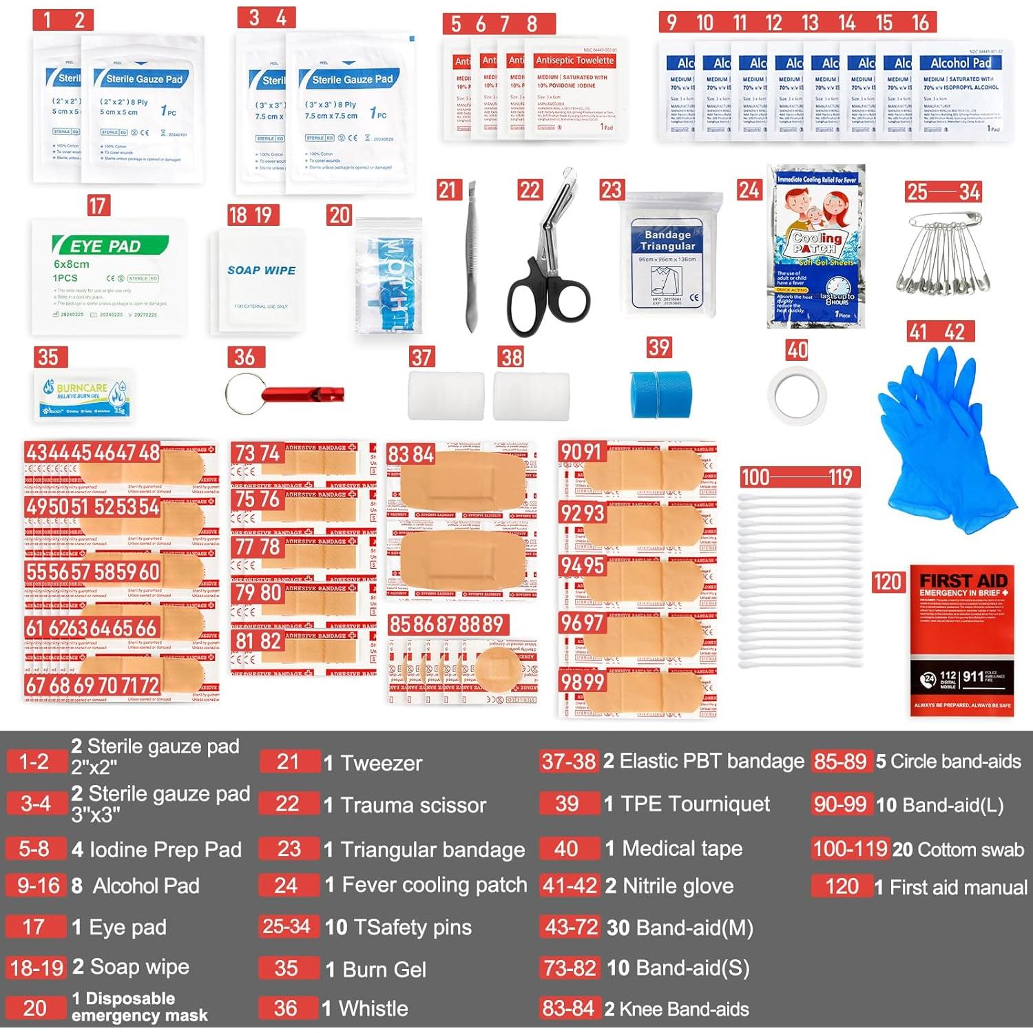 Kit de Primeros Auxilios L&L 120 Piezas Impermeable Rojo