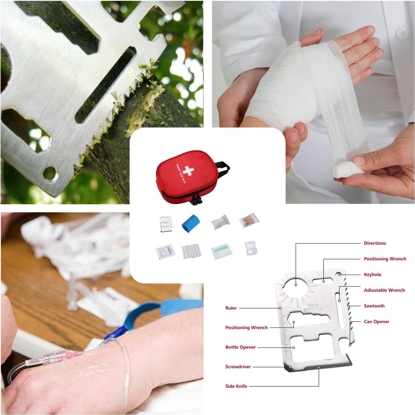 Kit de Primeros Auxilios Portátil Rojo 200g para Senderismo y Viajes