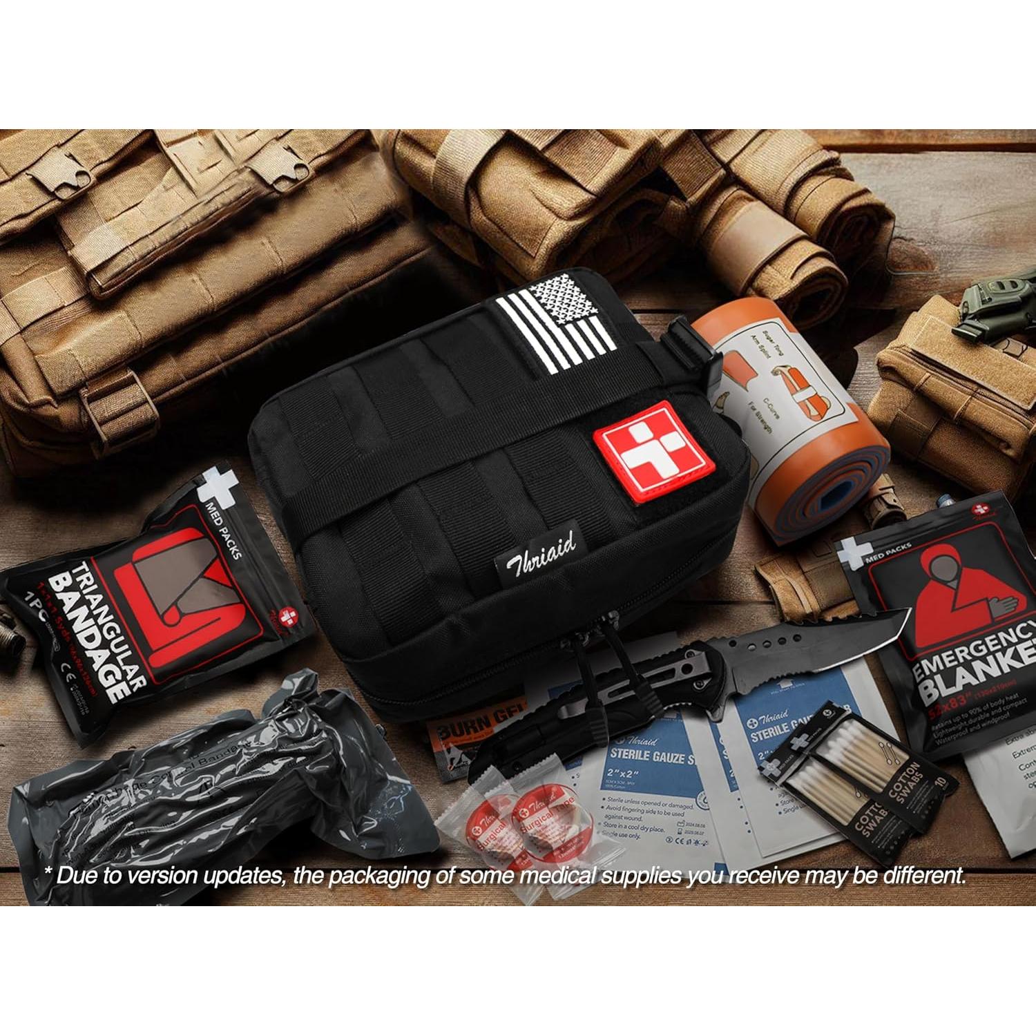 Kit de Primeros Auxilios Táctico THRIAID IFAK Negro 60 Piezas