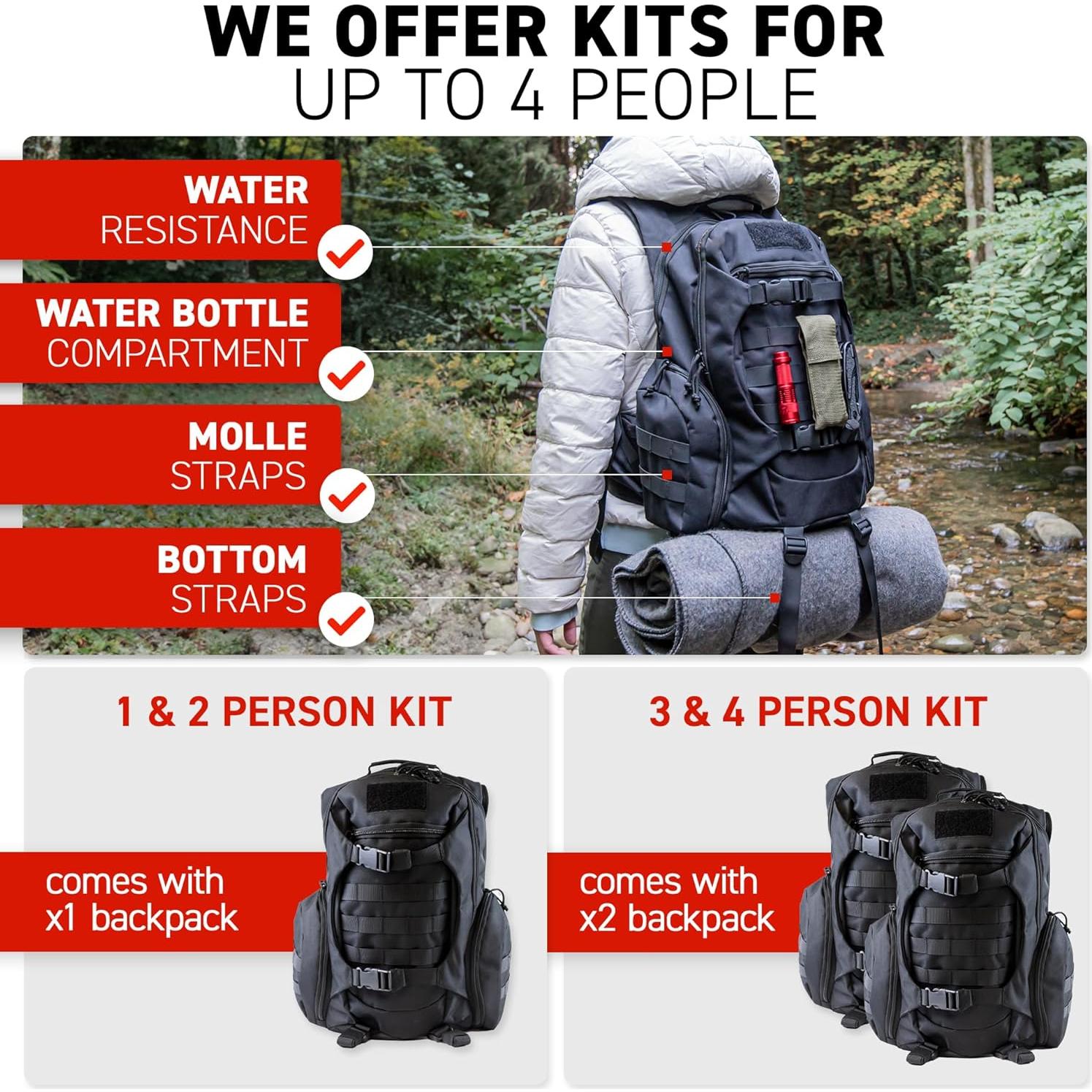 Kit de Supervivencia de Emergencia Deluxe 72 HRS - 2 Personas