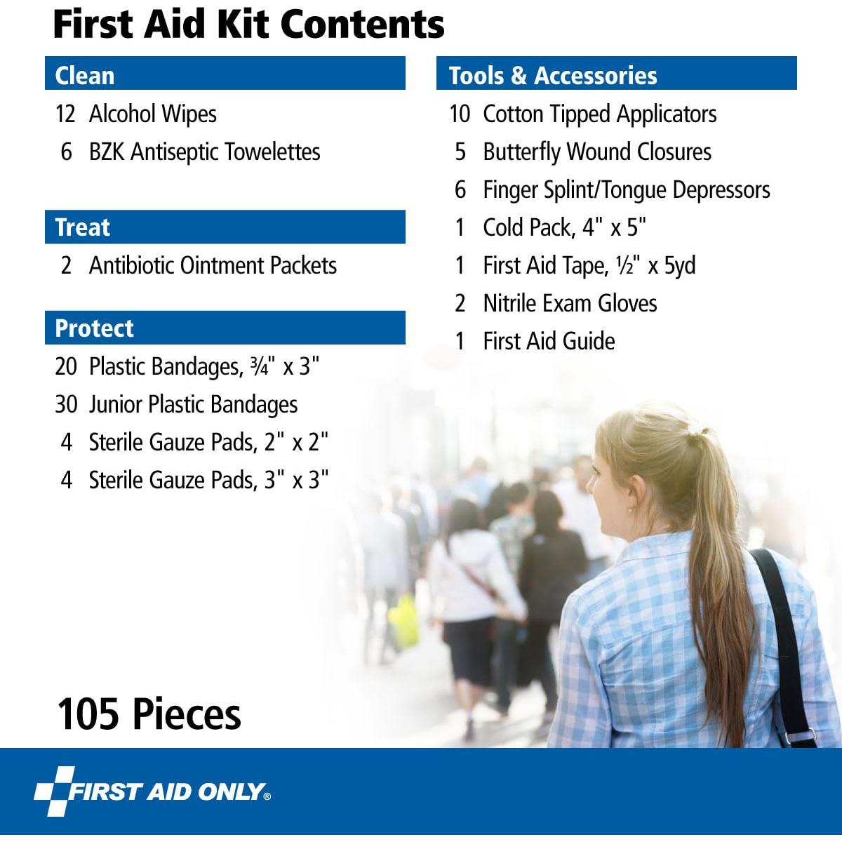 Kit de Primeros Auxilios Pac-Kit 91249, 105 Piezas para Hogar y Viajes