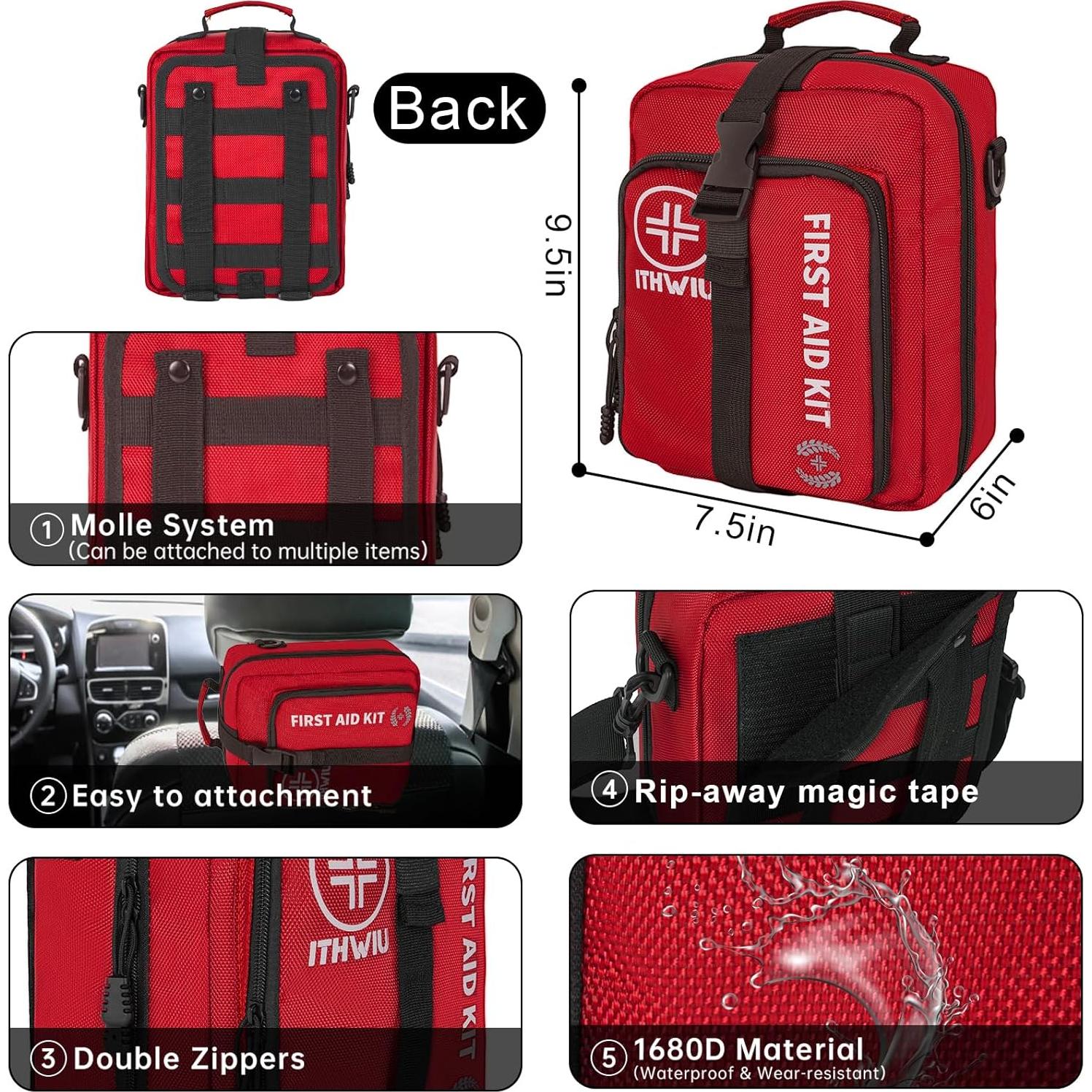 Kit de Primeros Auxilios ITHWIU 400 Piezas Impermeable Rojo