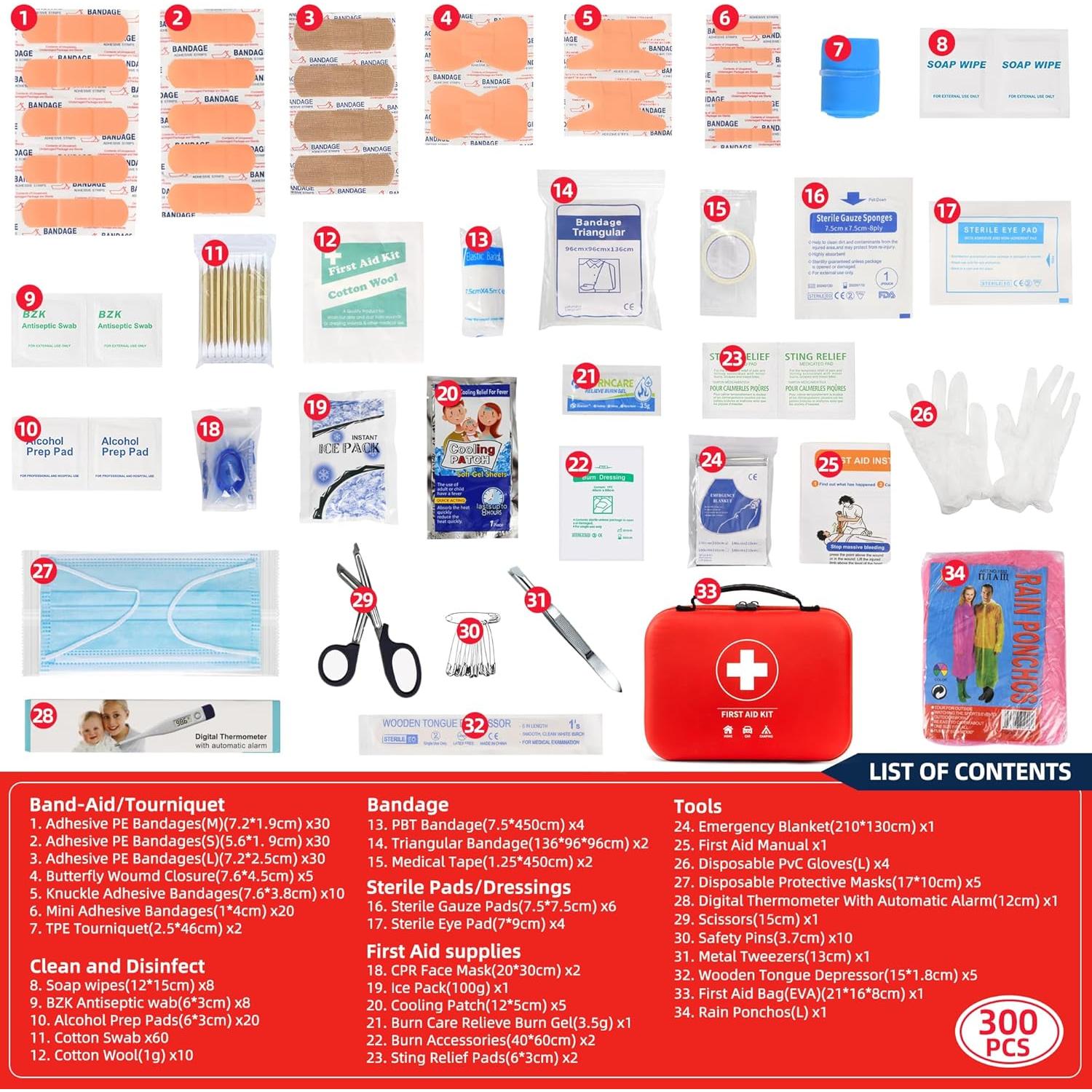 Kit de Primeros Auxilios Profesional PronteeAid 300pcs Compacto