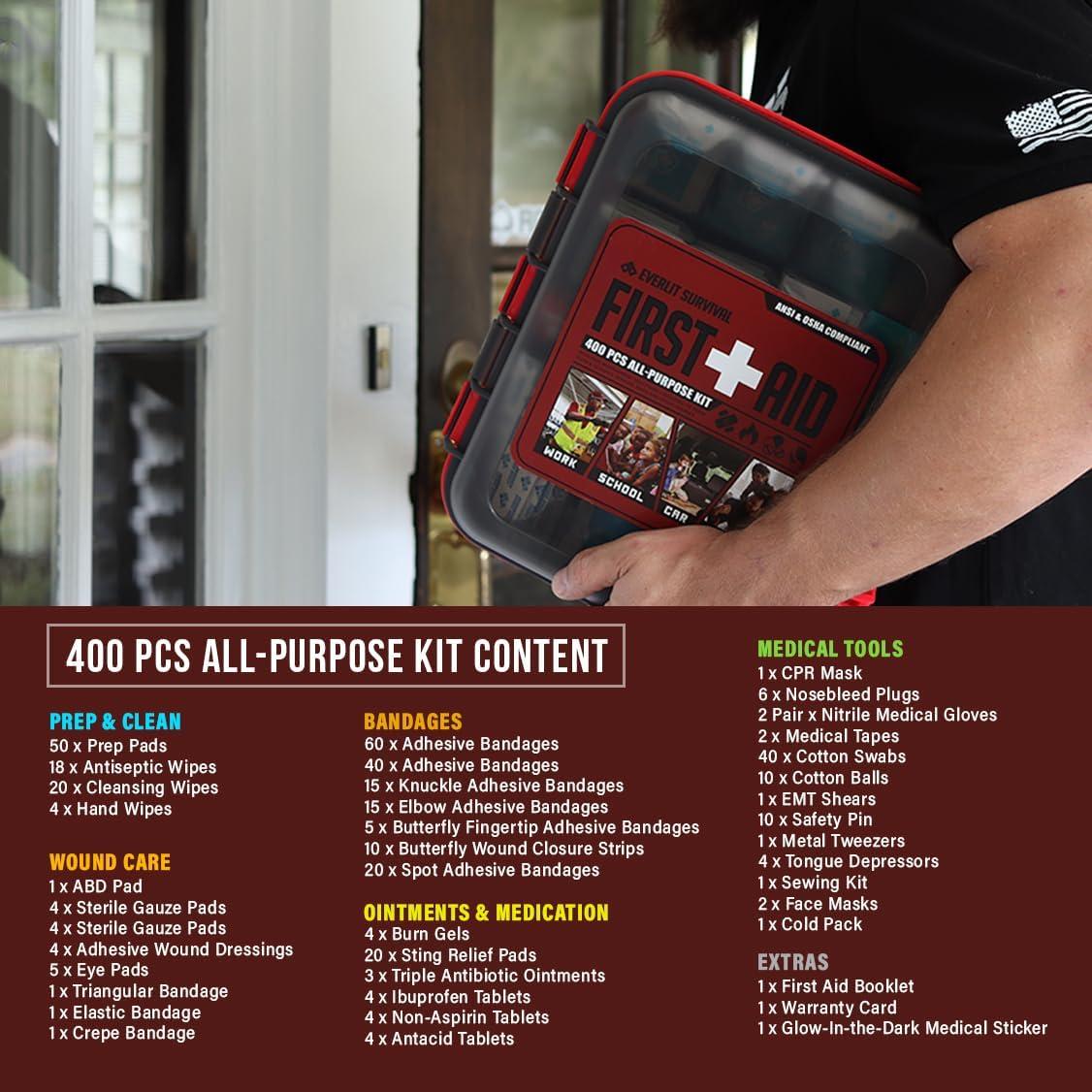 Kit de Primeros Auxilios 400 Pcs EVERLIT para Emergencias