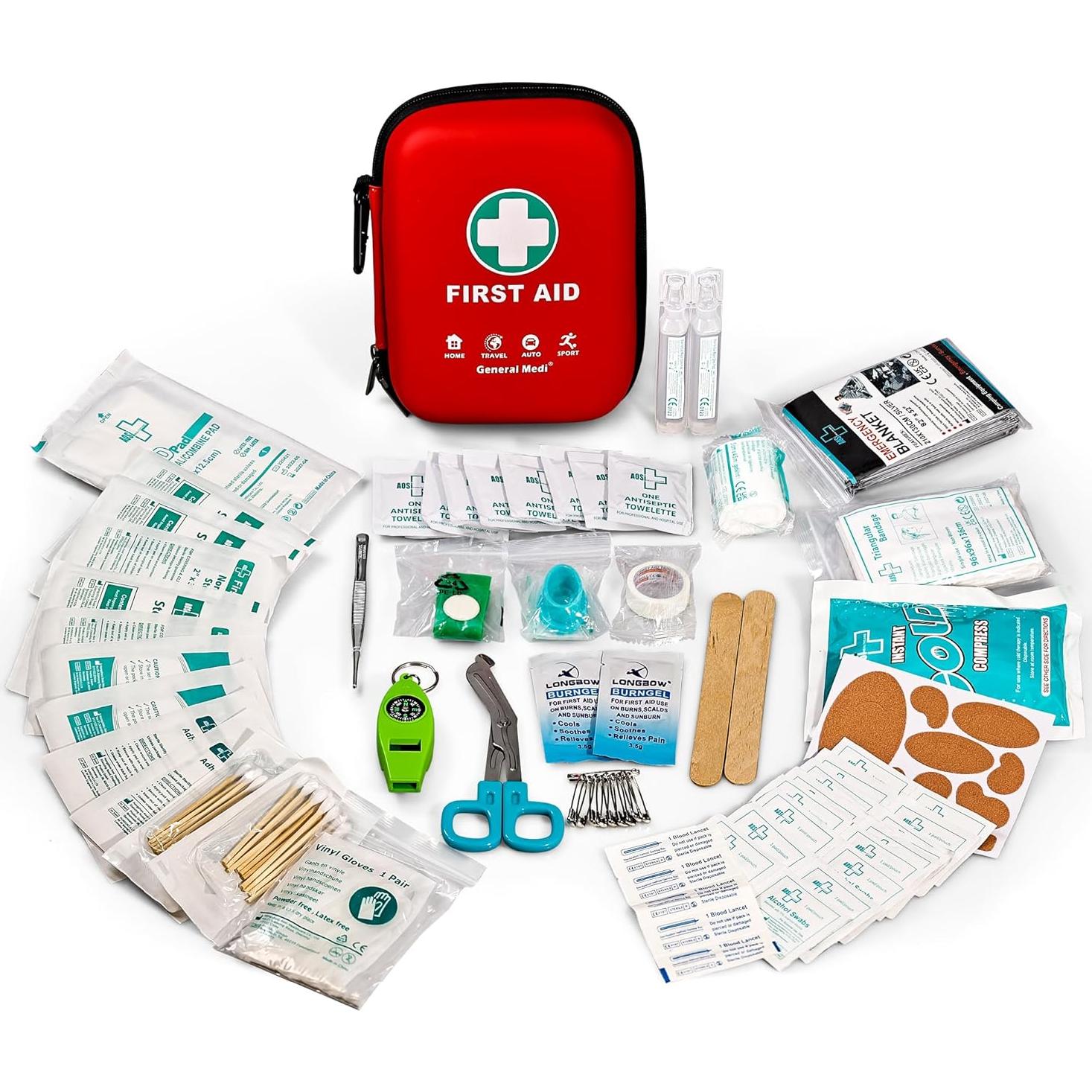 Kit de Primeros Auxilios General Medi - 170 Piezas - Rojo