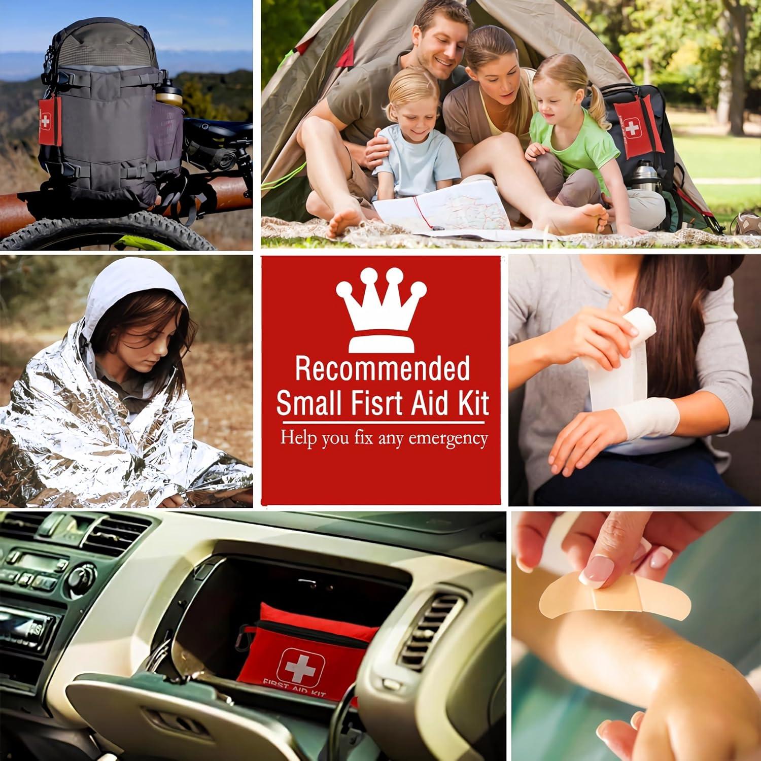 Small Emergency First Aid Kit Including 166 Pieces of Supplies to Clean, Treat, and Protect Minor Injuries for Outdoors, Camping, Auto, Home, and Workplace