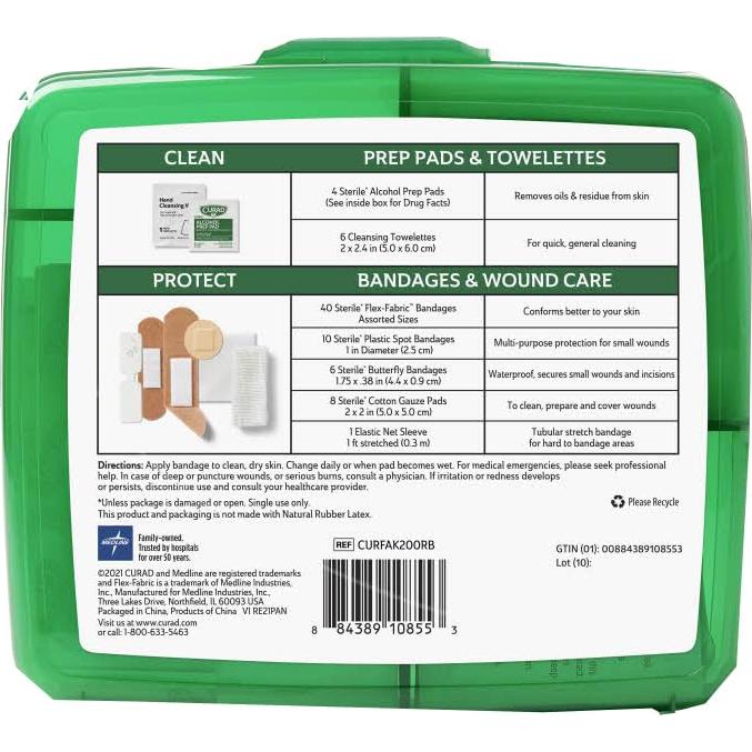 Kit de Primeros Auxilios Compacto Curad 75 Piezas Verde