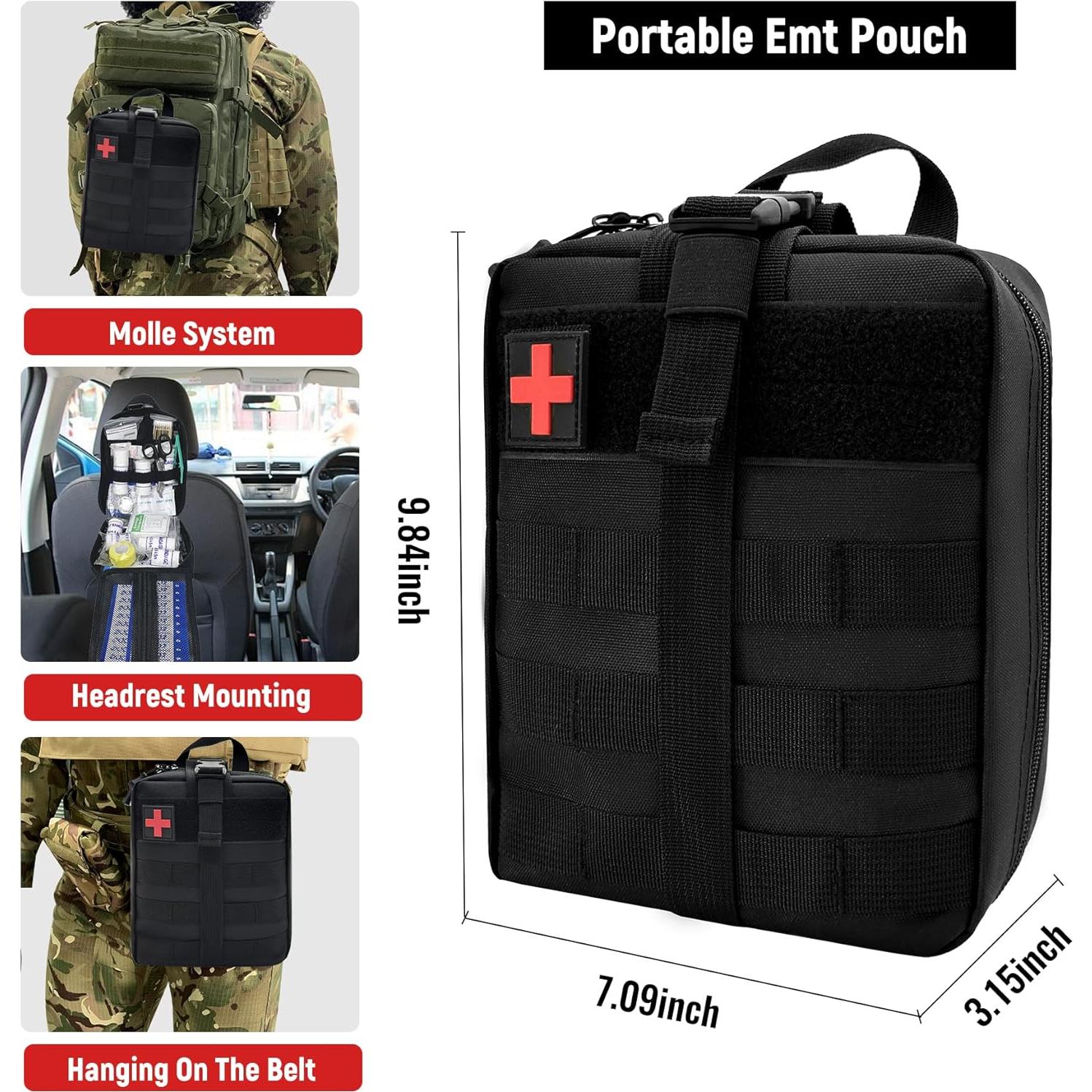 Kit de Primeros Auxilios Táctico JUMAHE 17.99x8x24.99cm Negro