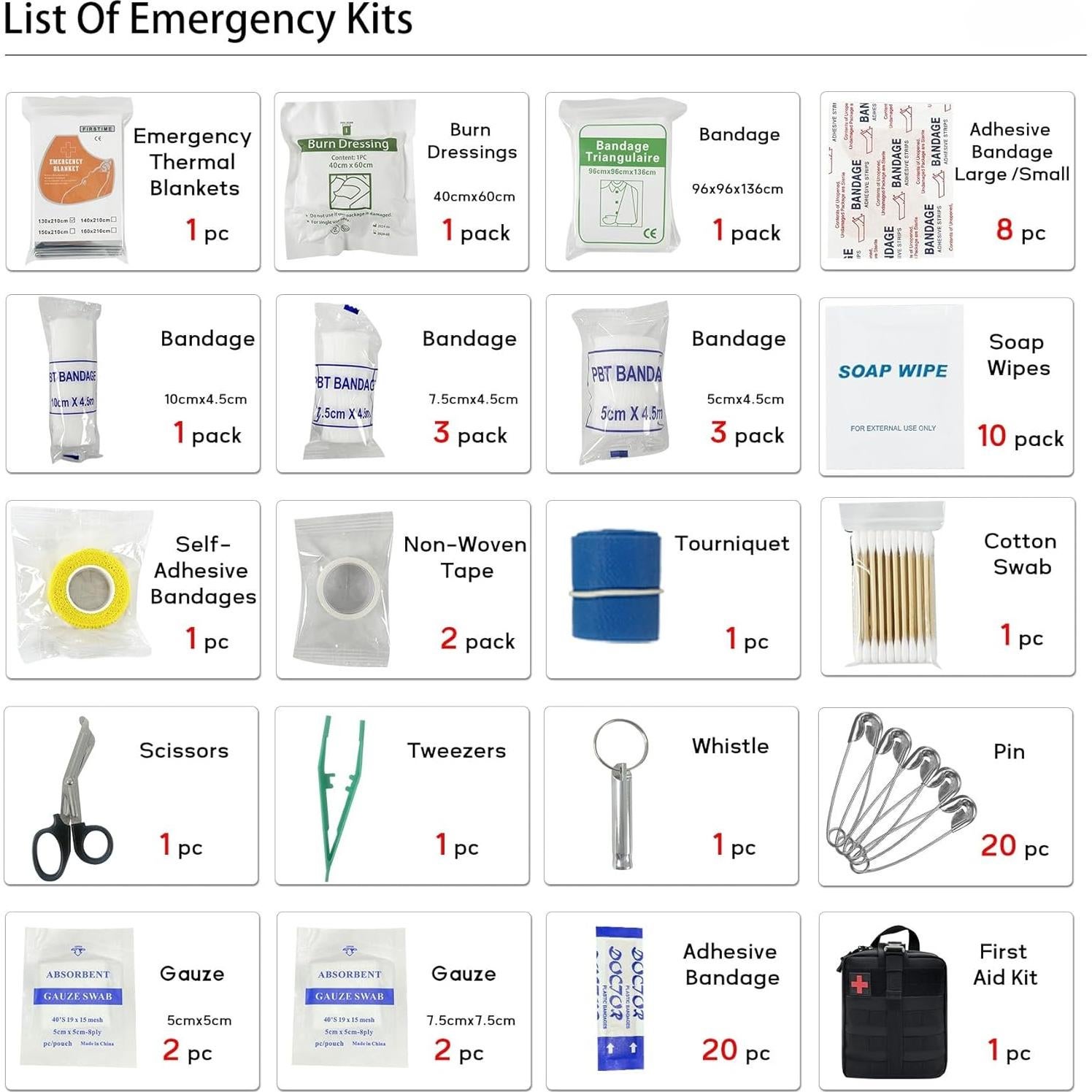 Kit de Primeros Auxilios Táctico JUMAHE 17.99x8x24.99cm Negro