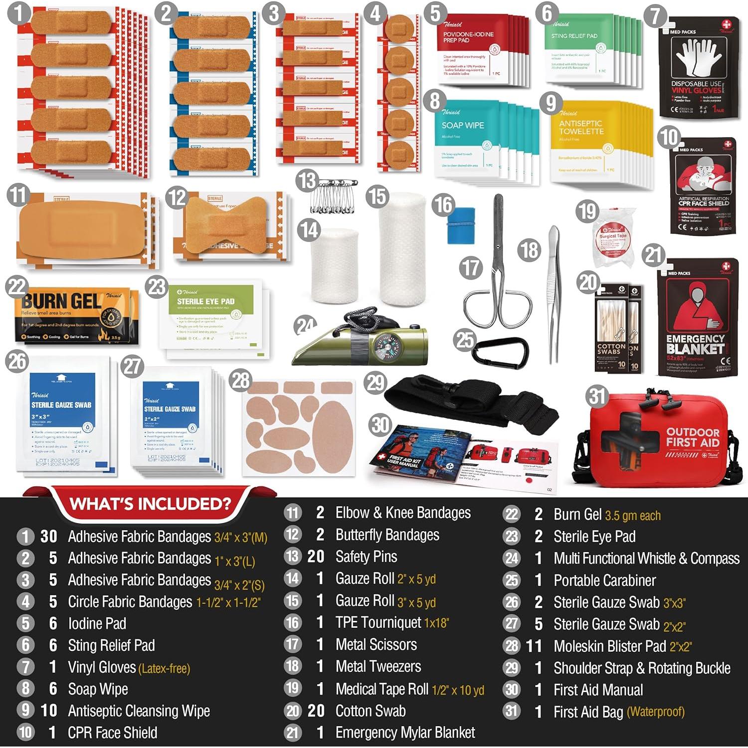 Kit de Primeros Auxilios 152 PCS THRIAID Impermeable 18.7x13 cm