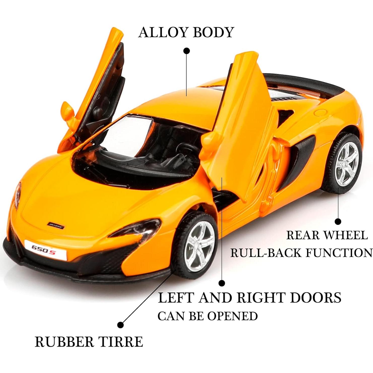 Coche de metal TOKAXI McLaren 650S a escala 1/36 retroceso