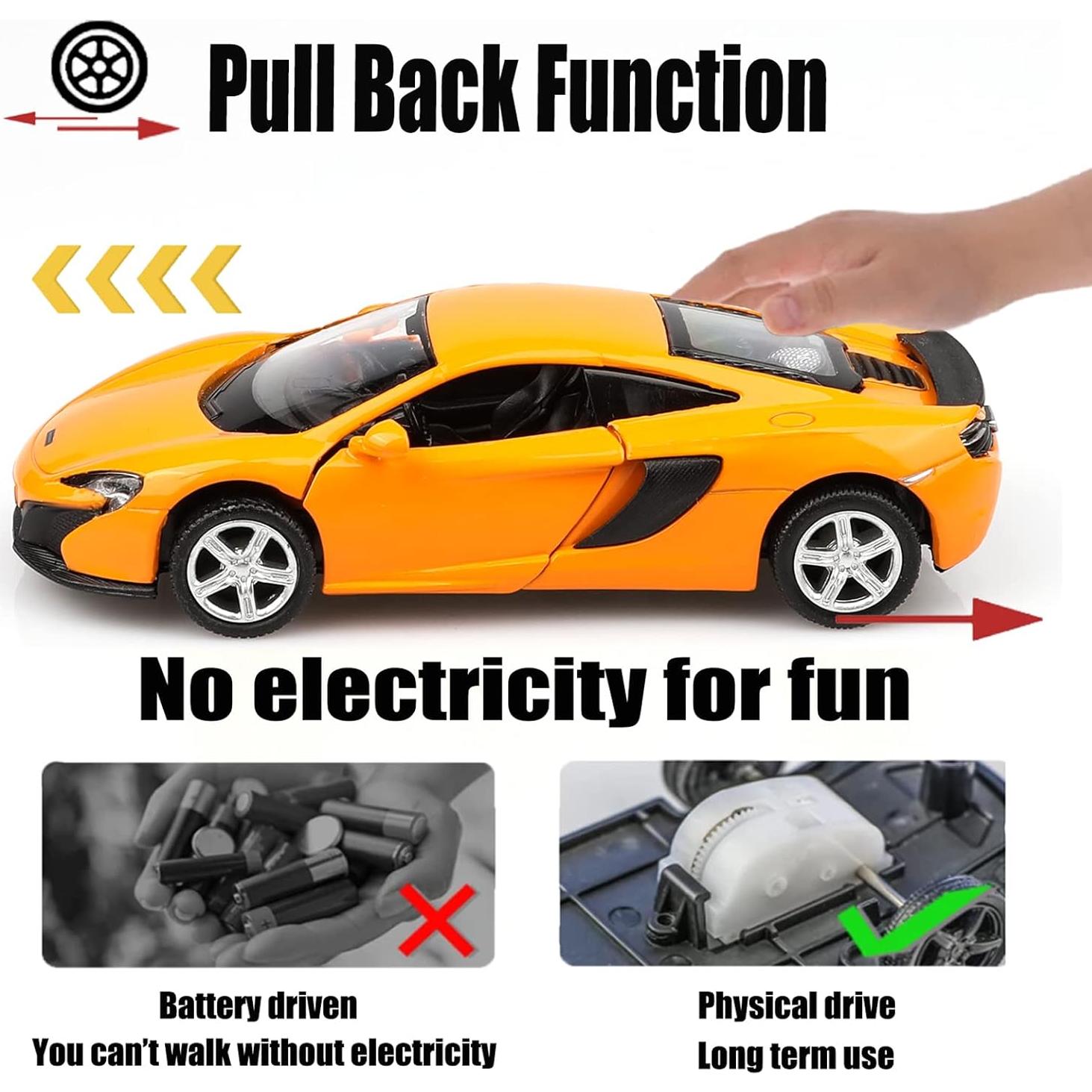 Coche de metal TOKAXI McLaren 650S a escala 1/36 retroceso