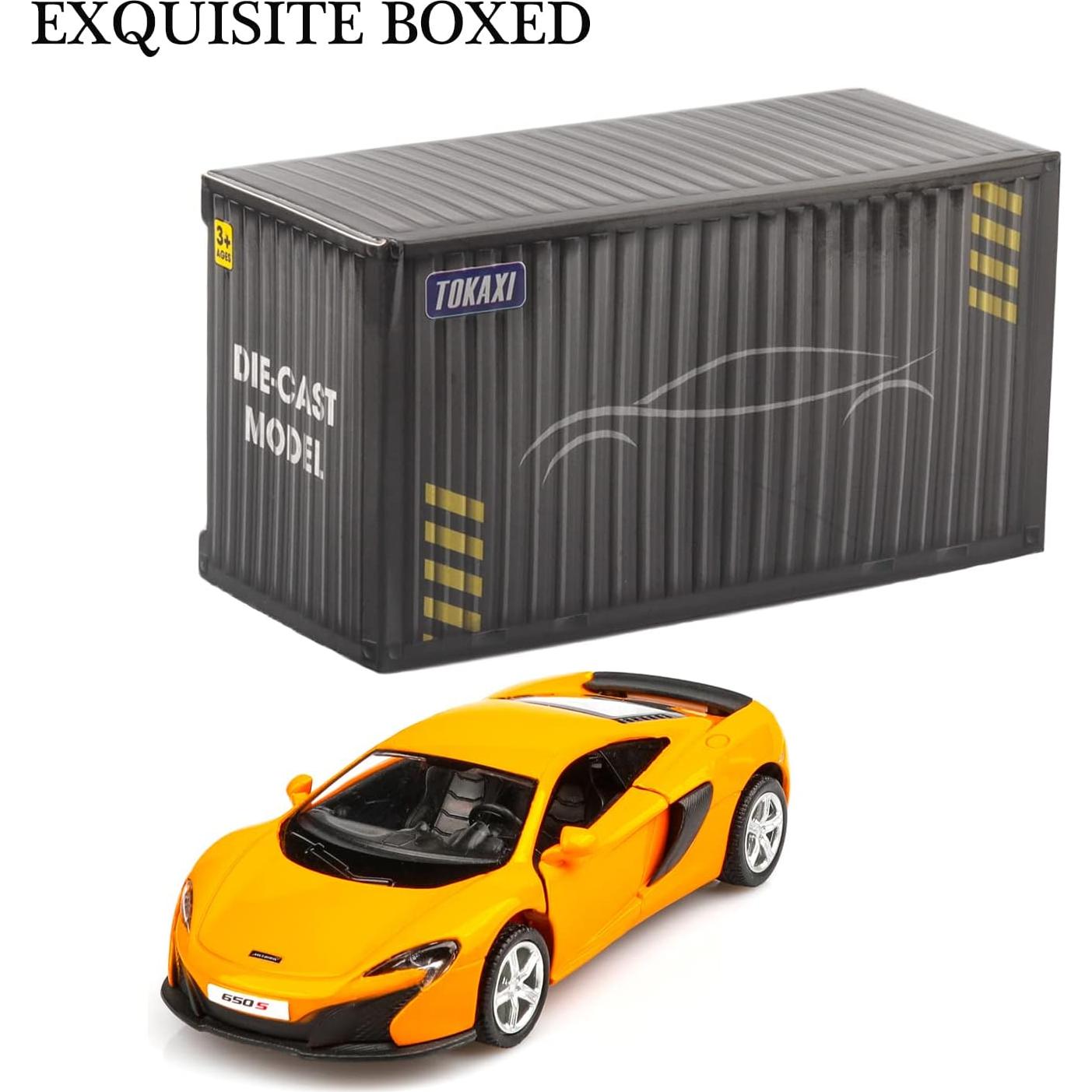 Coche de metal TOKAXI McLaren 650S a escala 1/36 retroceso