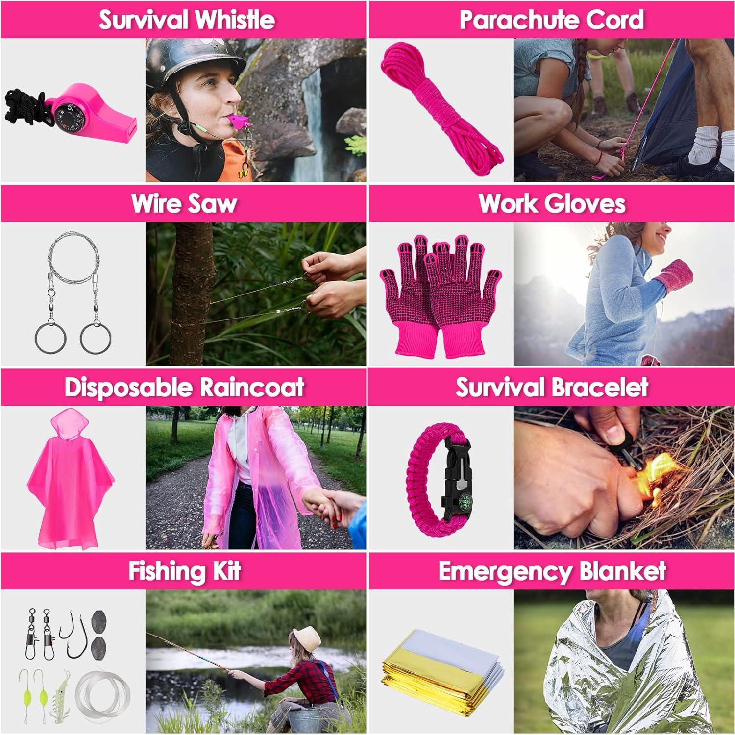 Kit de Supervivencia Vioview Rosa con Primeros Auxilios y Bolsa Molle