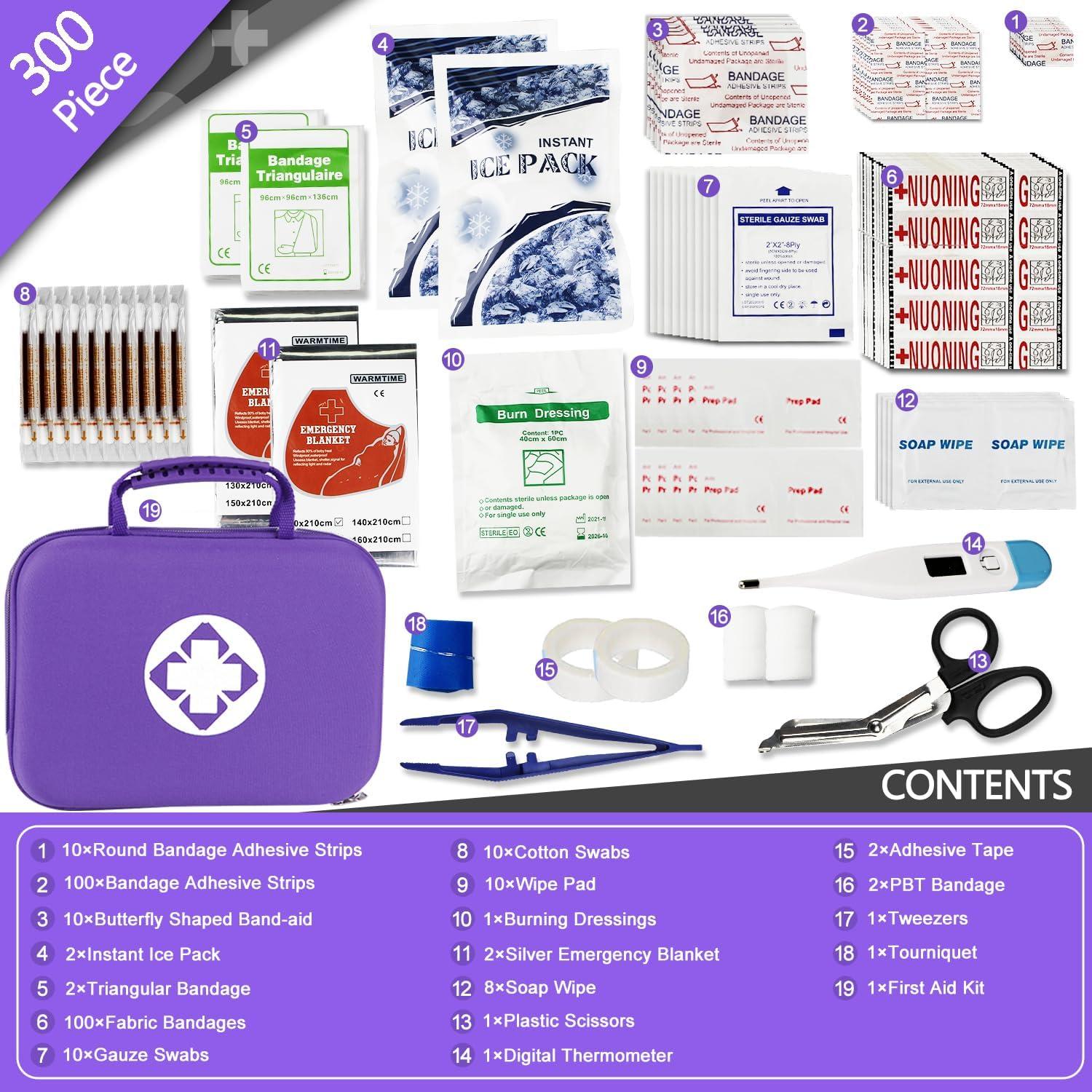 Kit de Primeros Auxilios 300PCS Monoki - Hogar y Senderismo