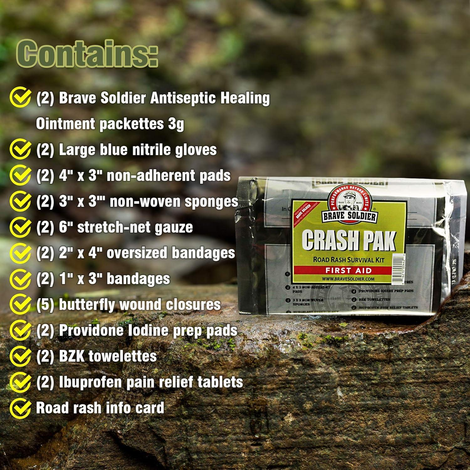 Kit de Primeros Auxilios para Ciclistas Brave Soldier - Ungüento Antiséptico, Vendajes y Alivio del Dolor