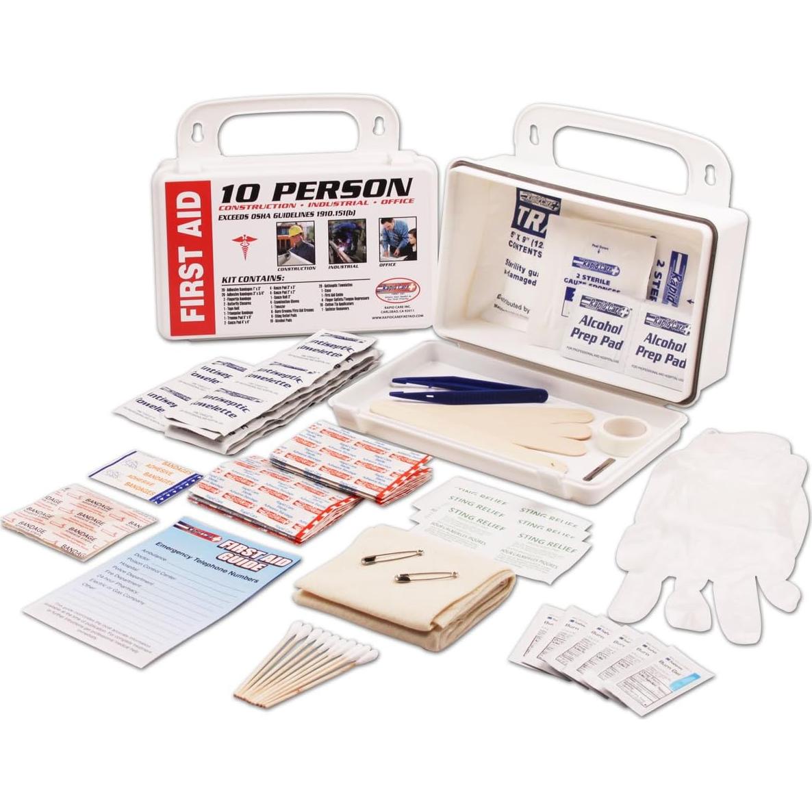 Rapid Care First Aid RC-10MAN-W 10 person 106 Piece ANSI/OSHA Compliant First Aid Kit in Wall Mountable Poly Case