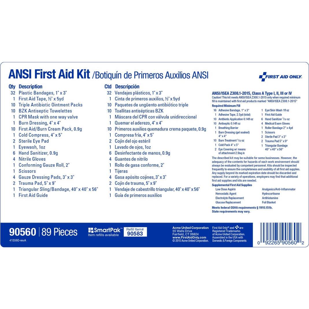 Kit de Primeros Auxilios Only 90560 para 25 Personas - 89 Piezas