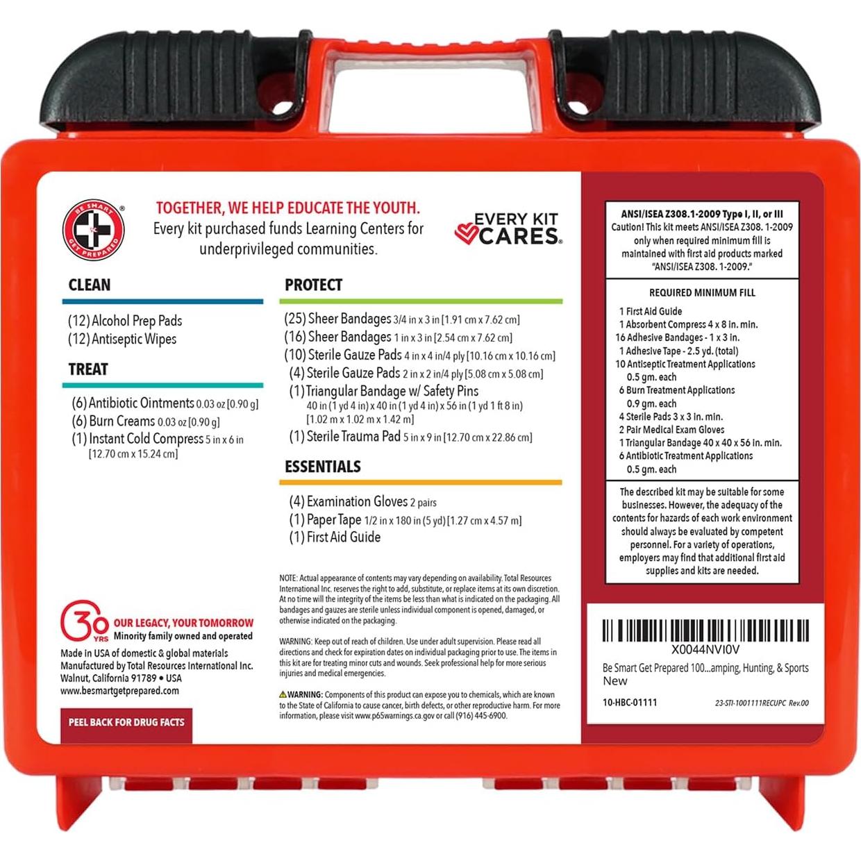 Kit de Primeros Auxilios OSHA/ANSI Total Resources - 100 Piezas