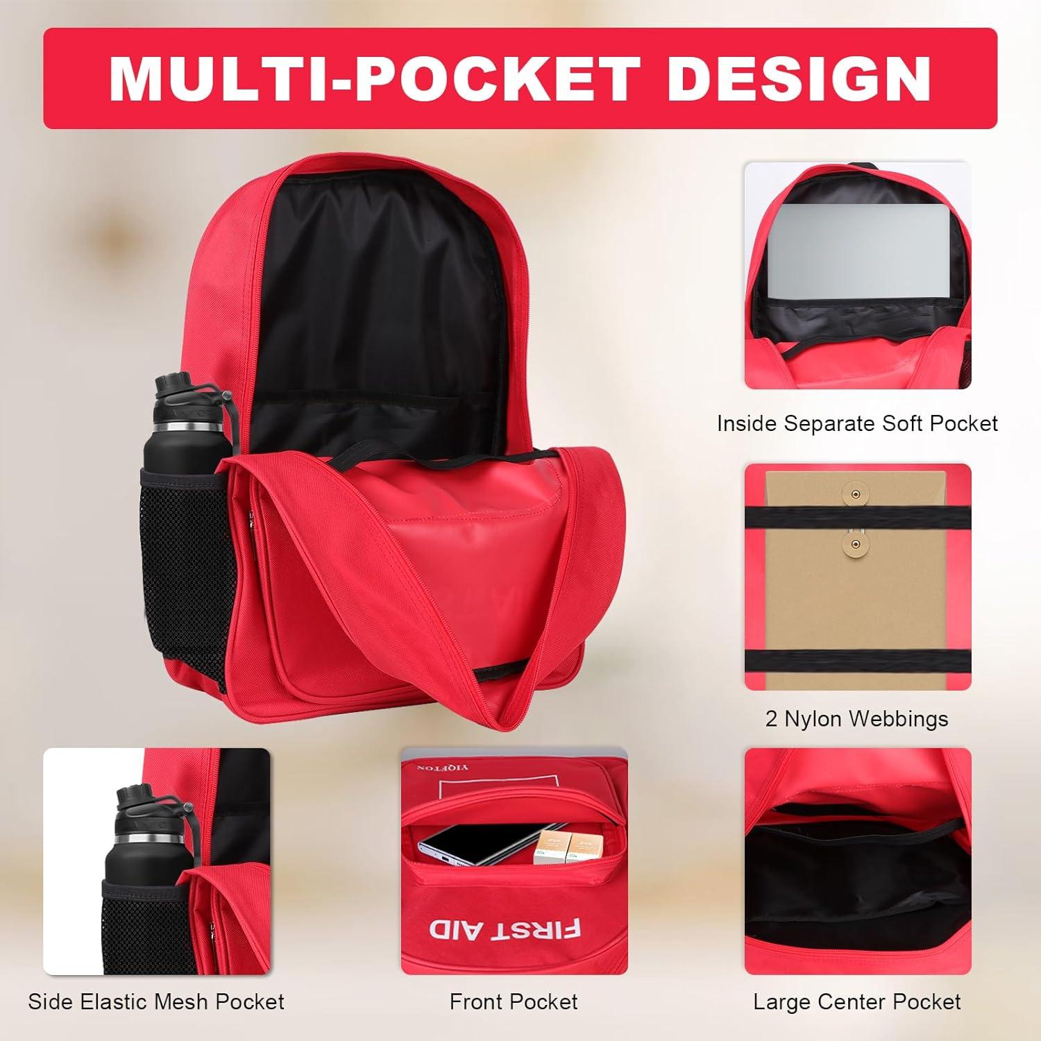 Mochila de Primeros Auxilios Vacía YIQFTON Impermeable 18L Roja